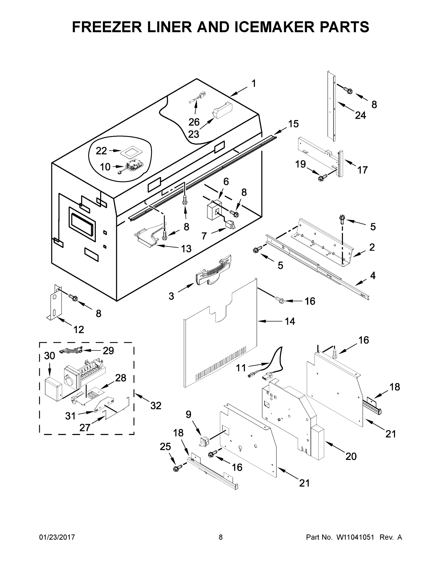 05 - FREEZER LINER AND ICEMAKER PARTS