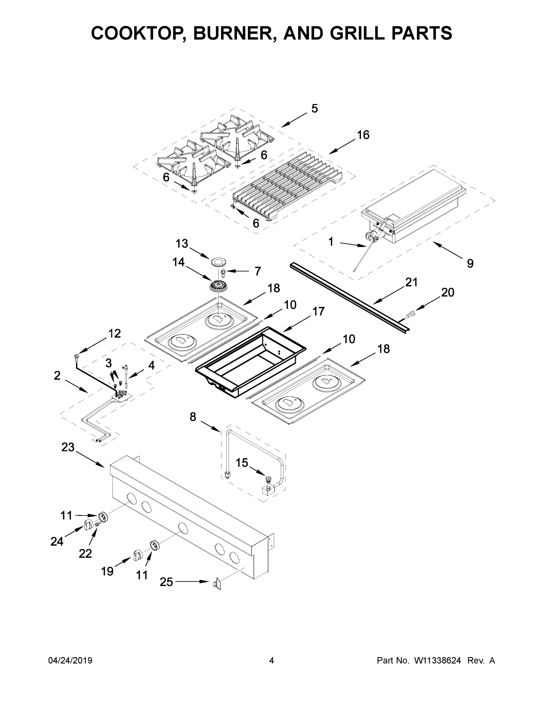 03 - COOKTOP, BURNER, AND GRILL PARTS