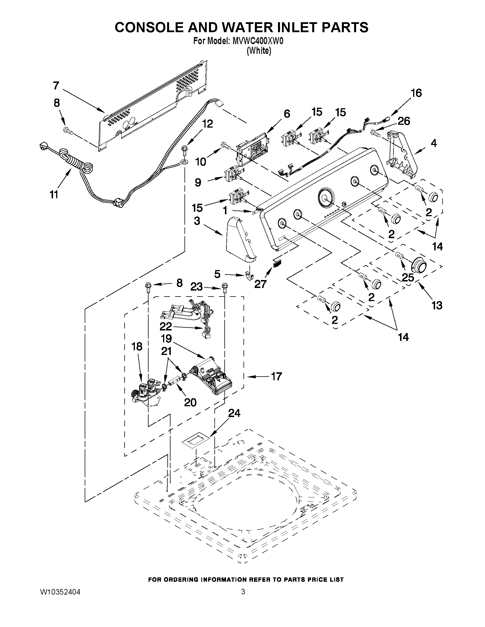 02 - CONSOLE AND WATER INLET PARTS