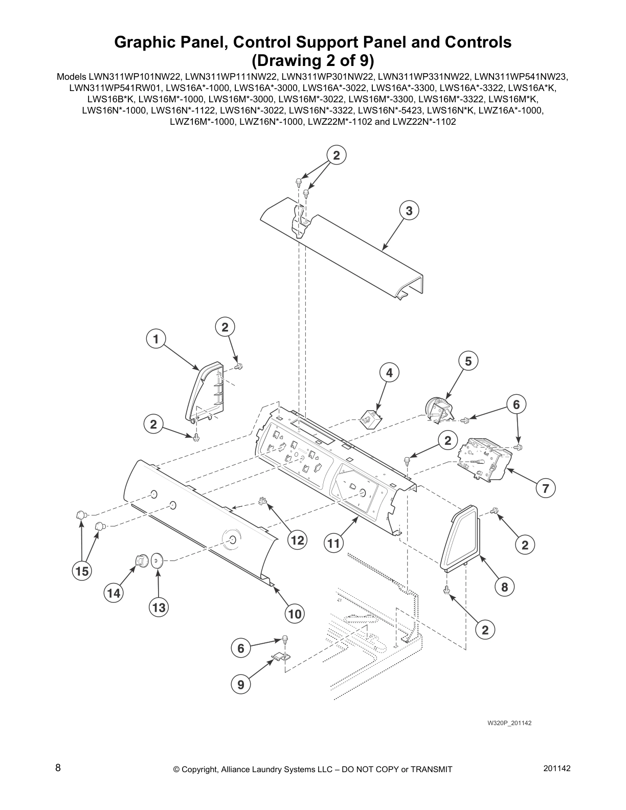 Graphic Panel, Control Support Panel and Controls
(Drawing 2 of 9)