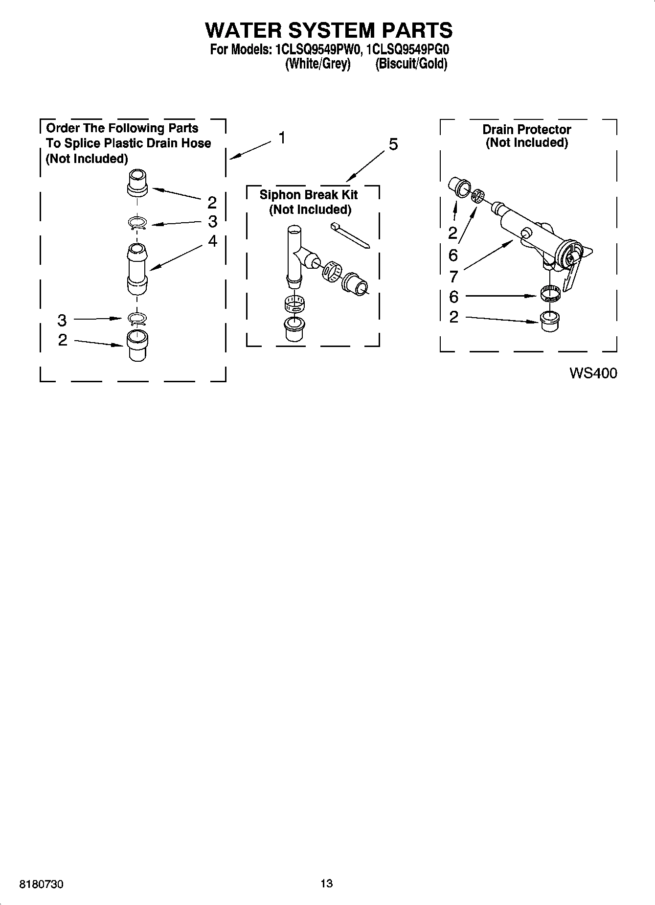 09 - WATER SYSTEM PARTS, OPTIONAL PARTS (NOT INCLUDED)