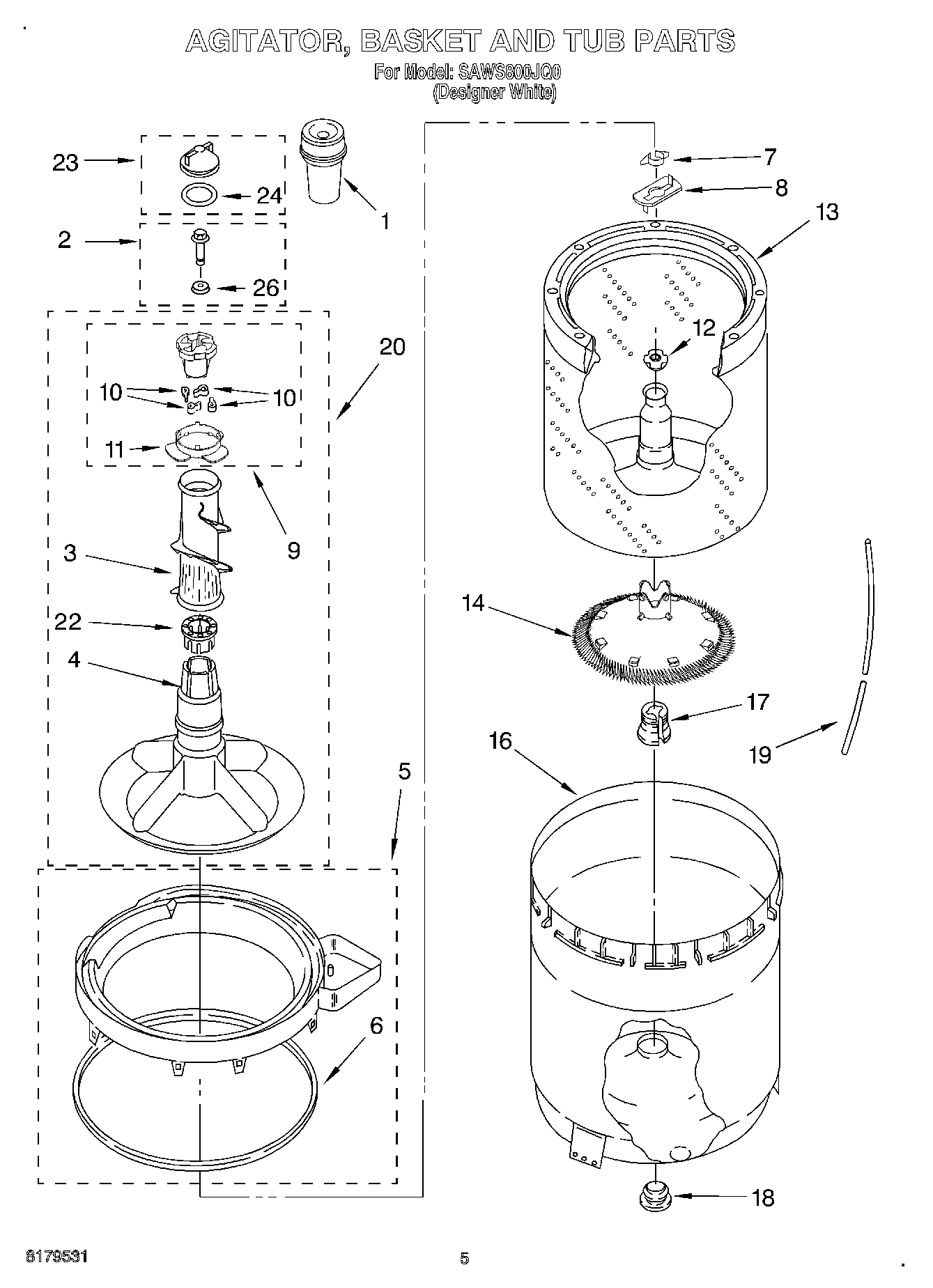 03 - AGITATOR, BASKET AND TUB