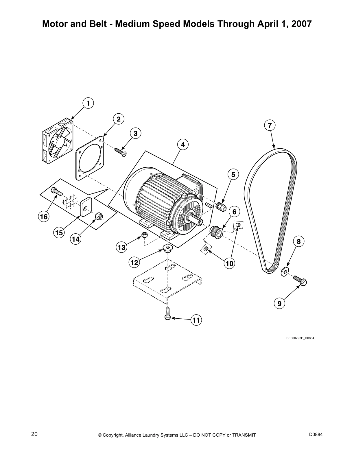 Motor and Belt - Medium Speed Models Through April 1, 2007