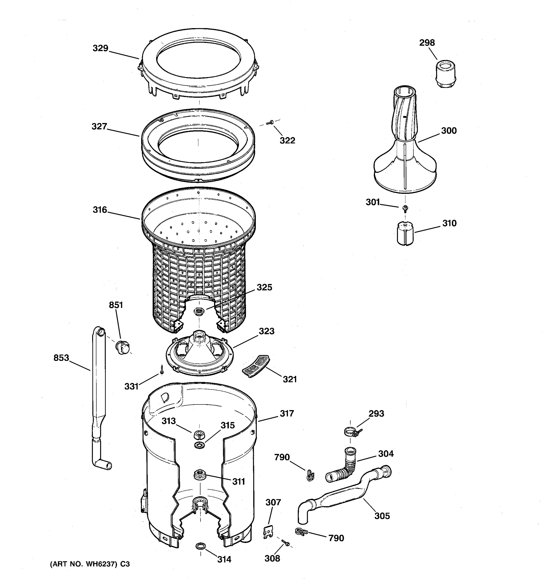 TUB, BASKET & AGITATOR