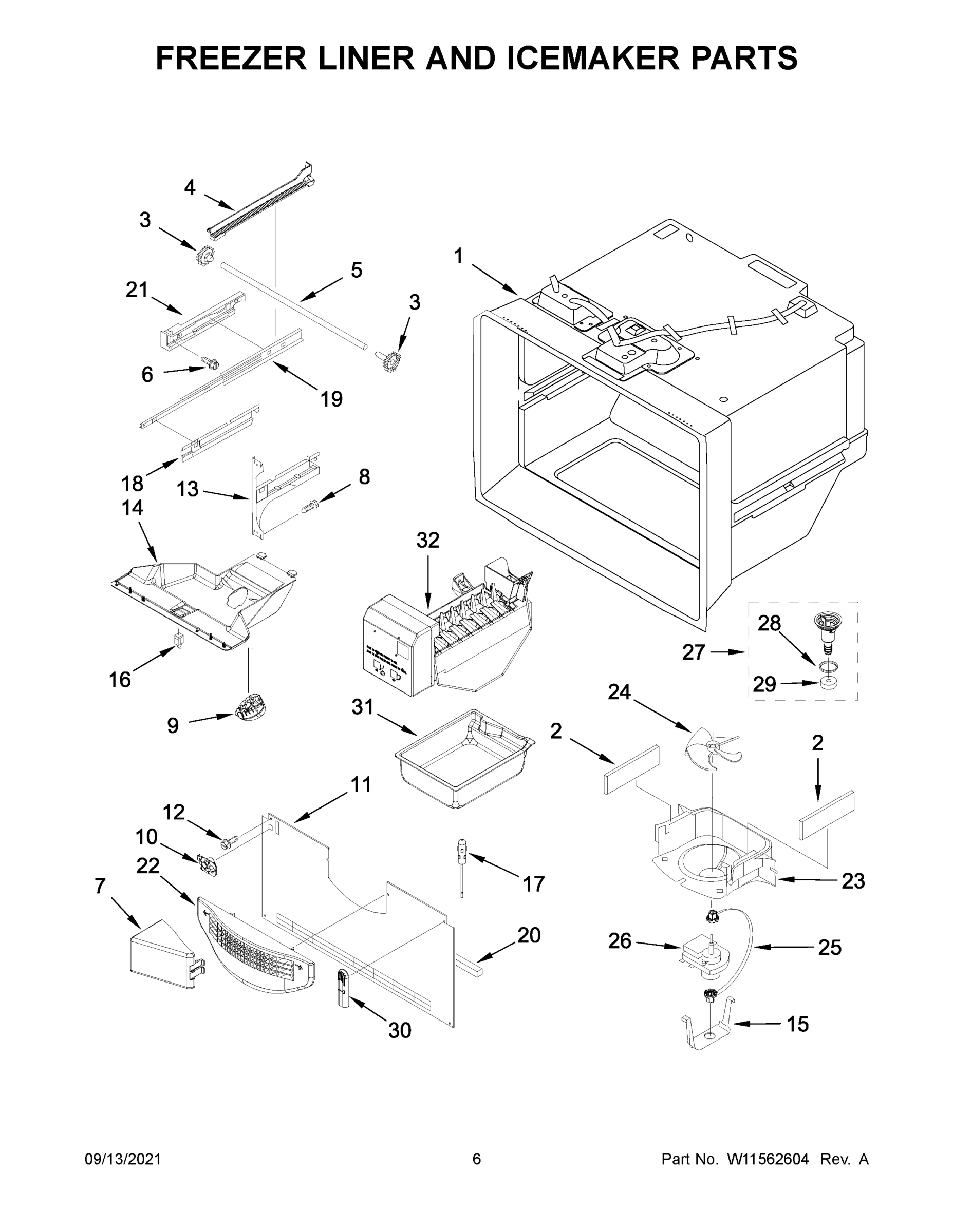 04 - FREEZER LINER AND ICEMAKER PARTS