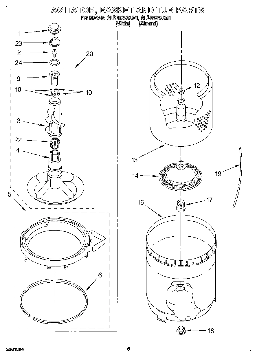 04 - AGITATOR, BASKET AND TUB