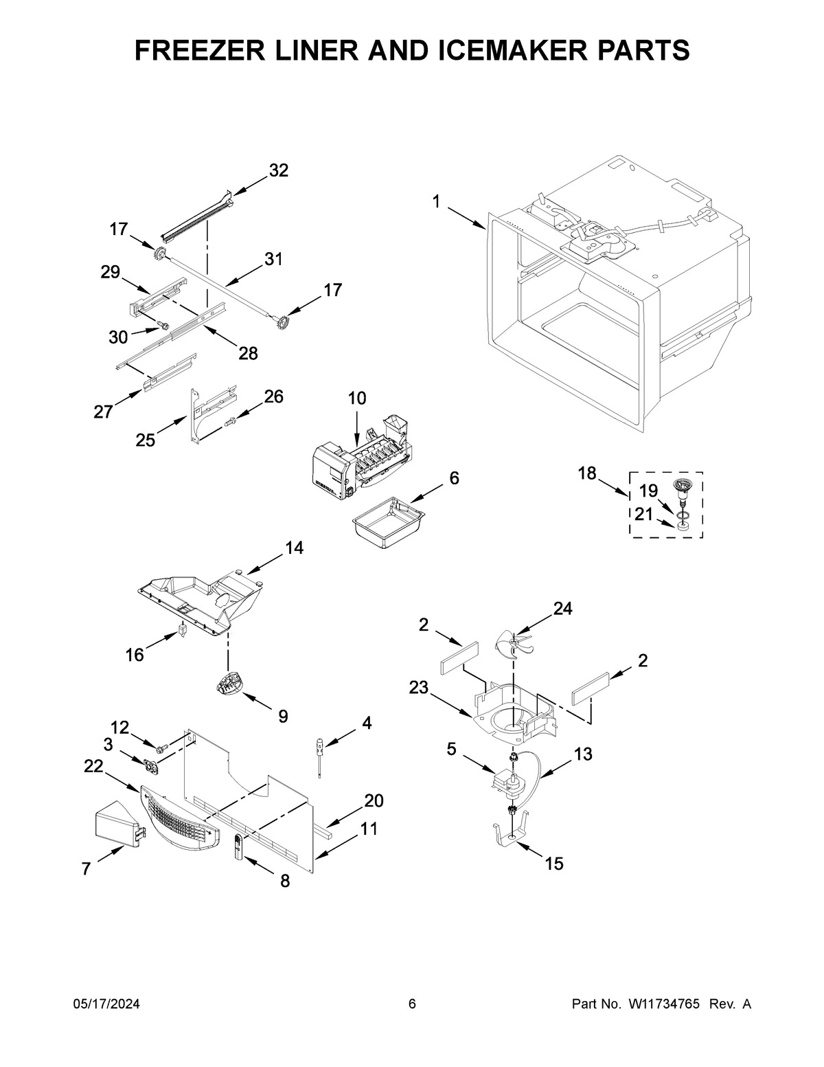 04 - FREEZER LINER AND ICEMAKER PARTS