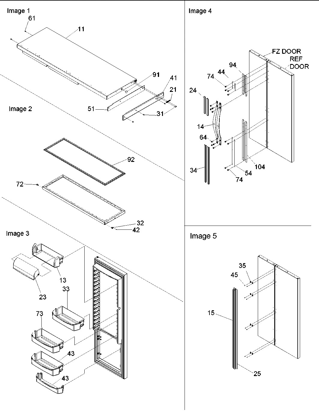 13 - REFRIGERATOR DOOR, TRIM AND HANDLES