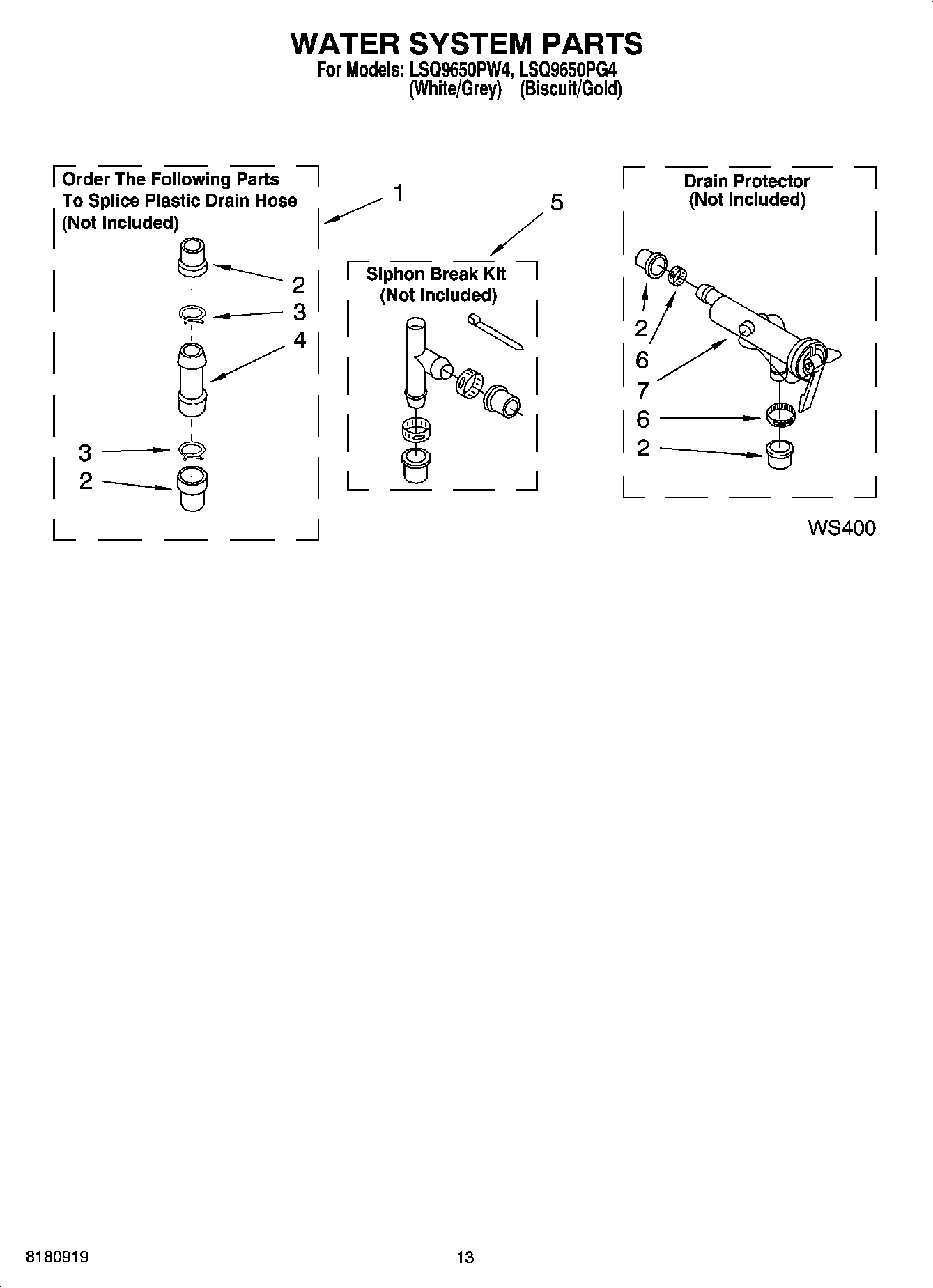 09 - WATER SYSTEM PARTS, OPTIONAL PARTS (NOT INCLUDED)