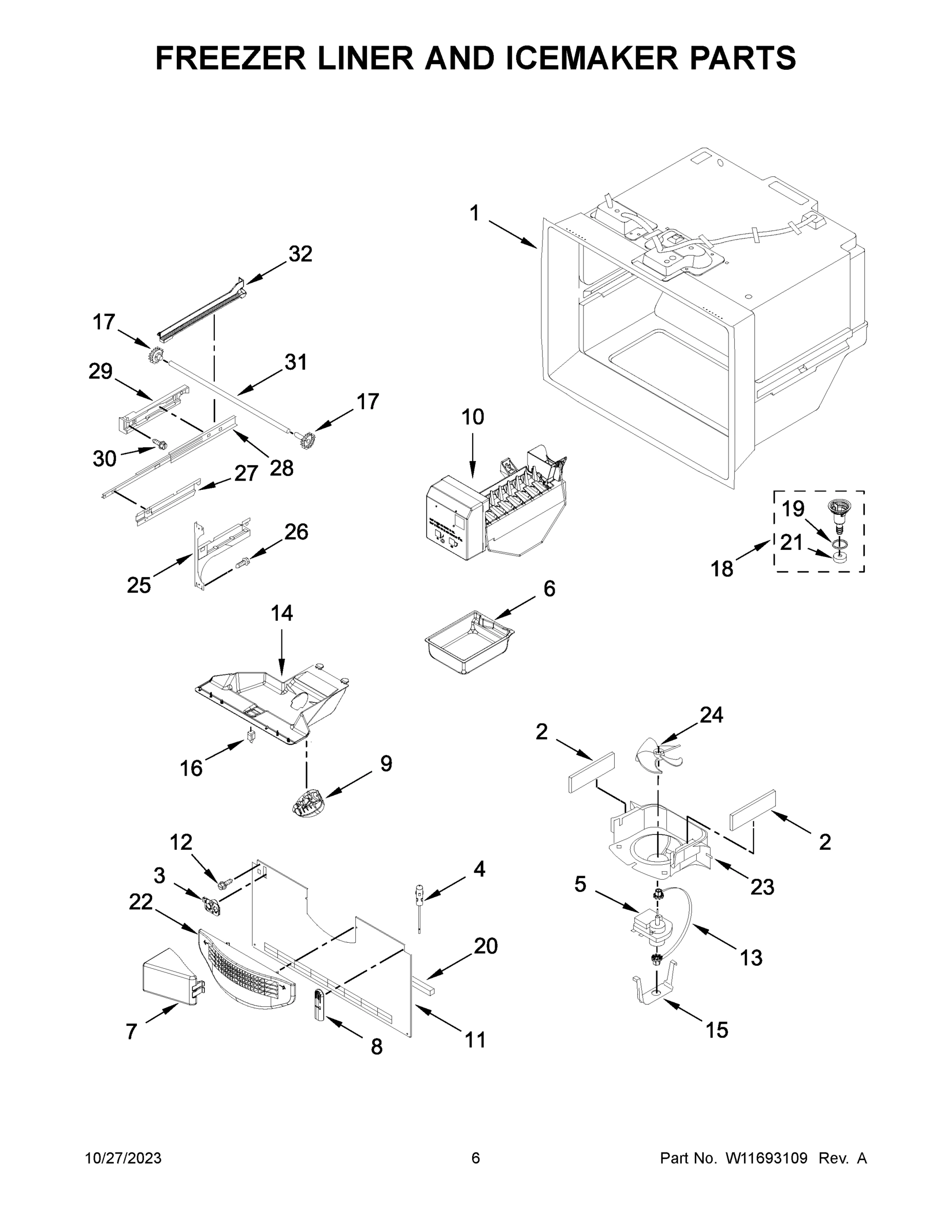 04 - FREEZER LINER AND ICEMAKER PARTS