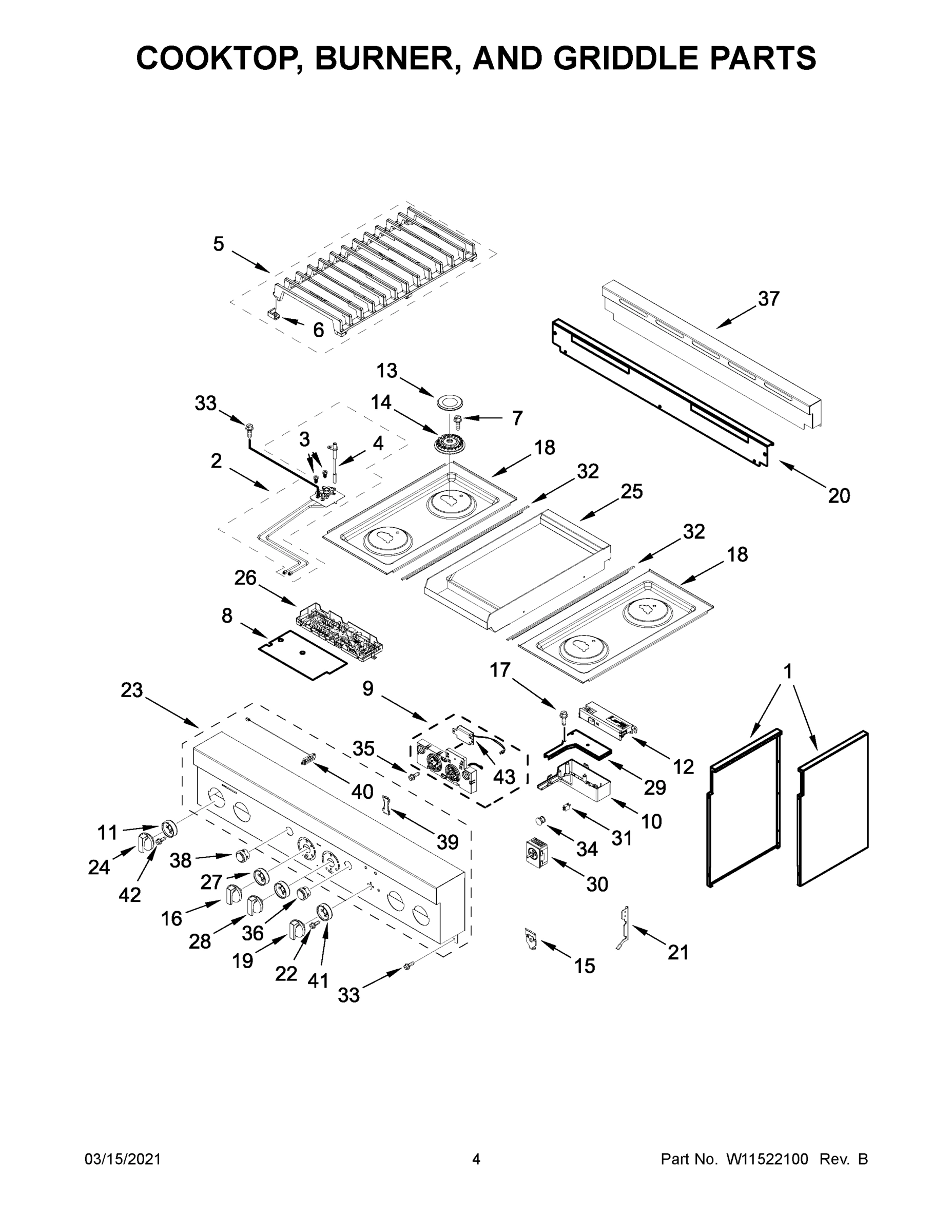 03 - COOKTOP, BURNER, AND GRIDDLE PARTS