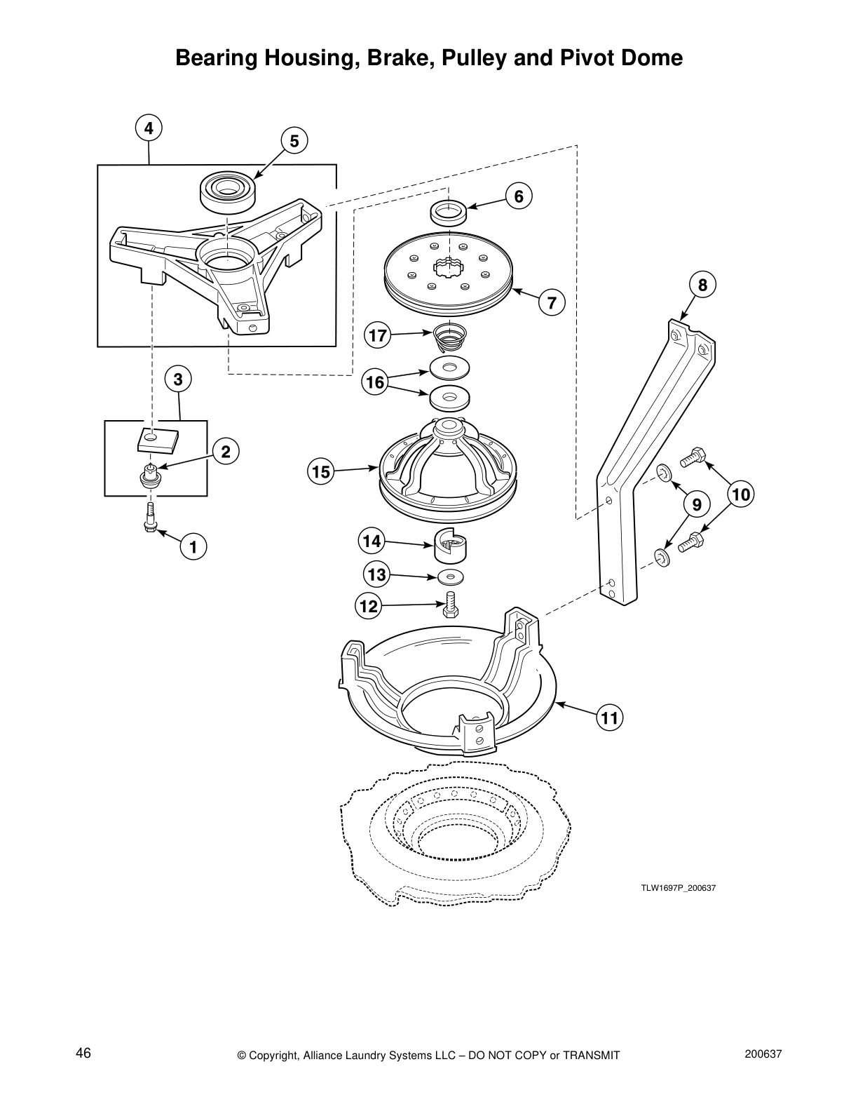 Bearing Housing, Brake, Pulley and Pivot Dome