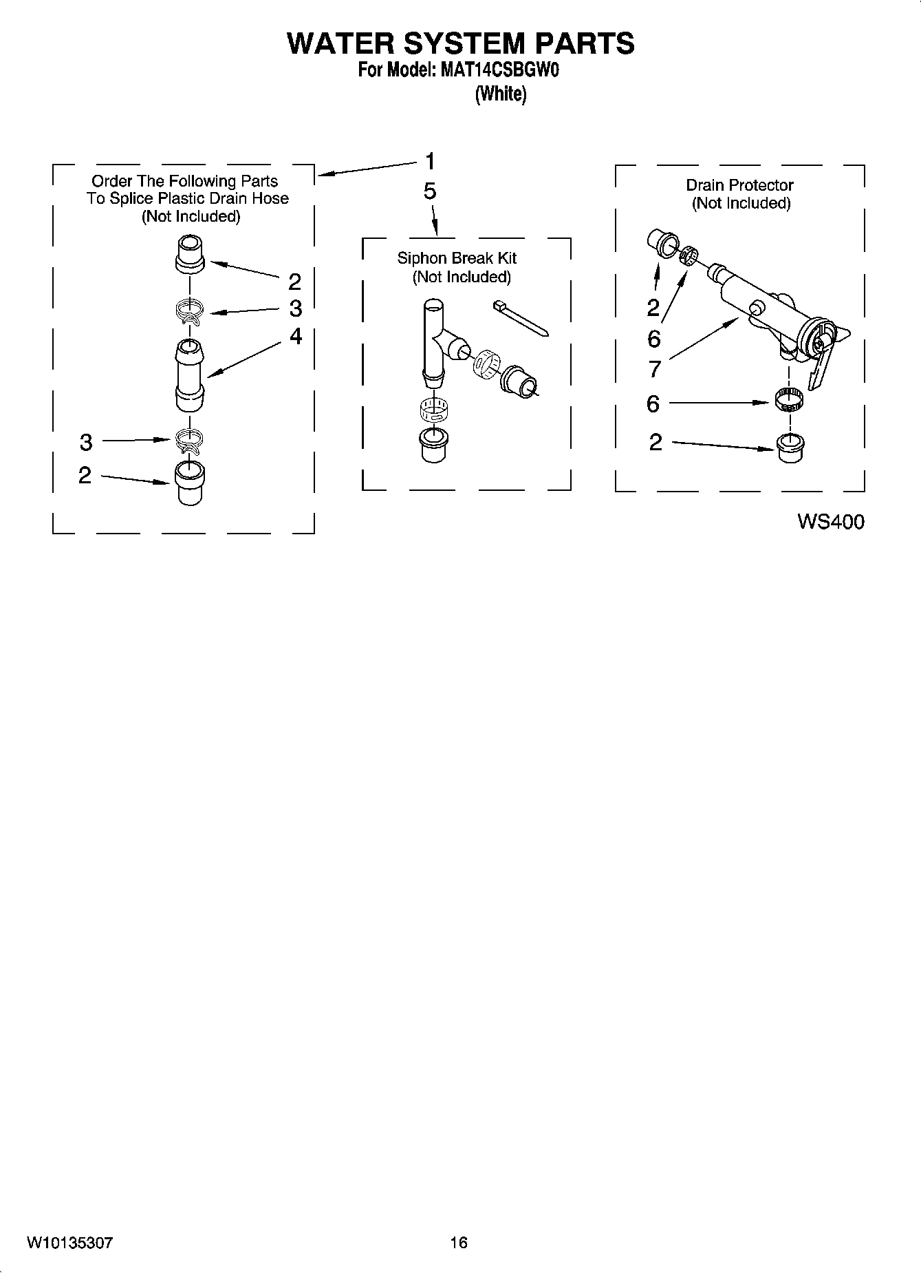 11 - WATER SYSTEM PARTS, OPTIONAL PARTS (NOT INCLUDED)