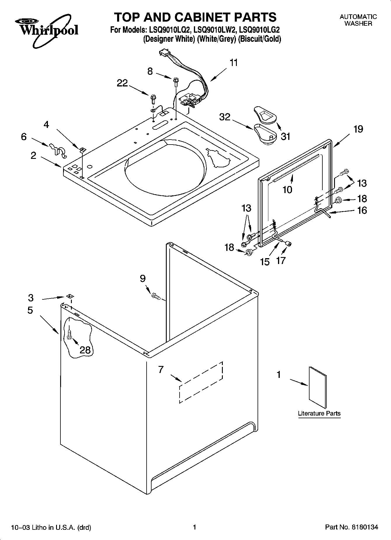 01 - TOP AND CABINET PARTS