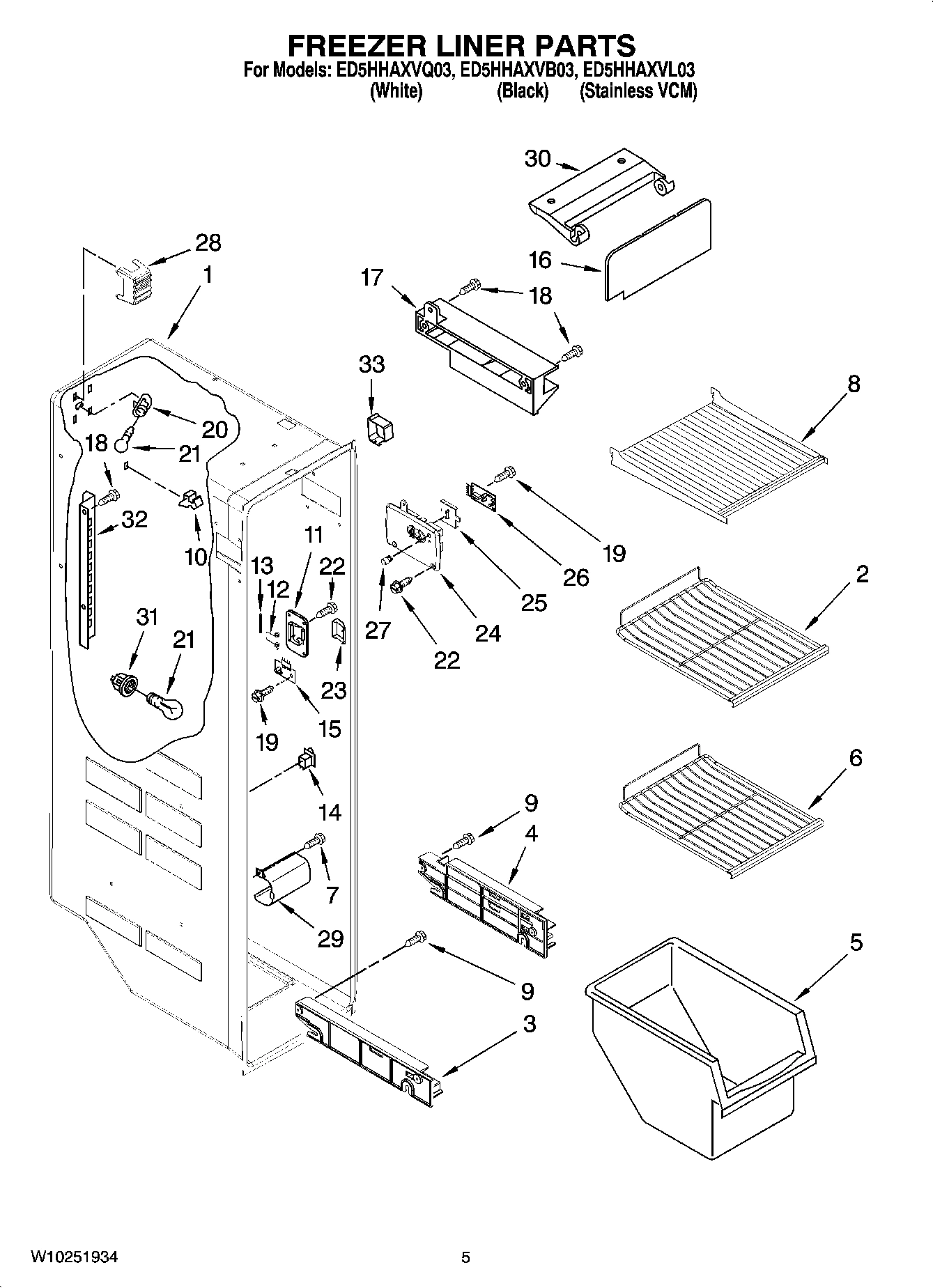 04 - FREEZER LINER PARTS