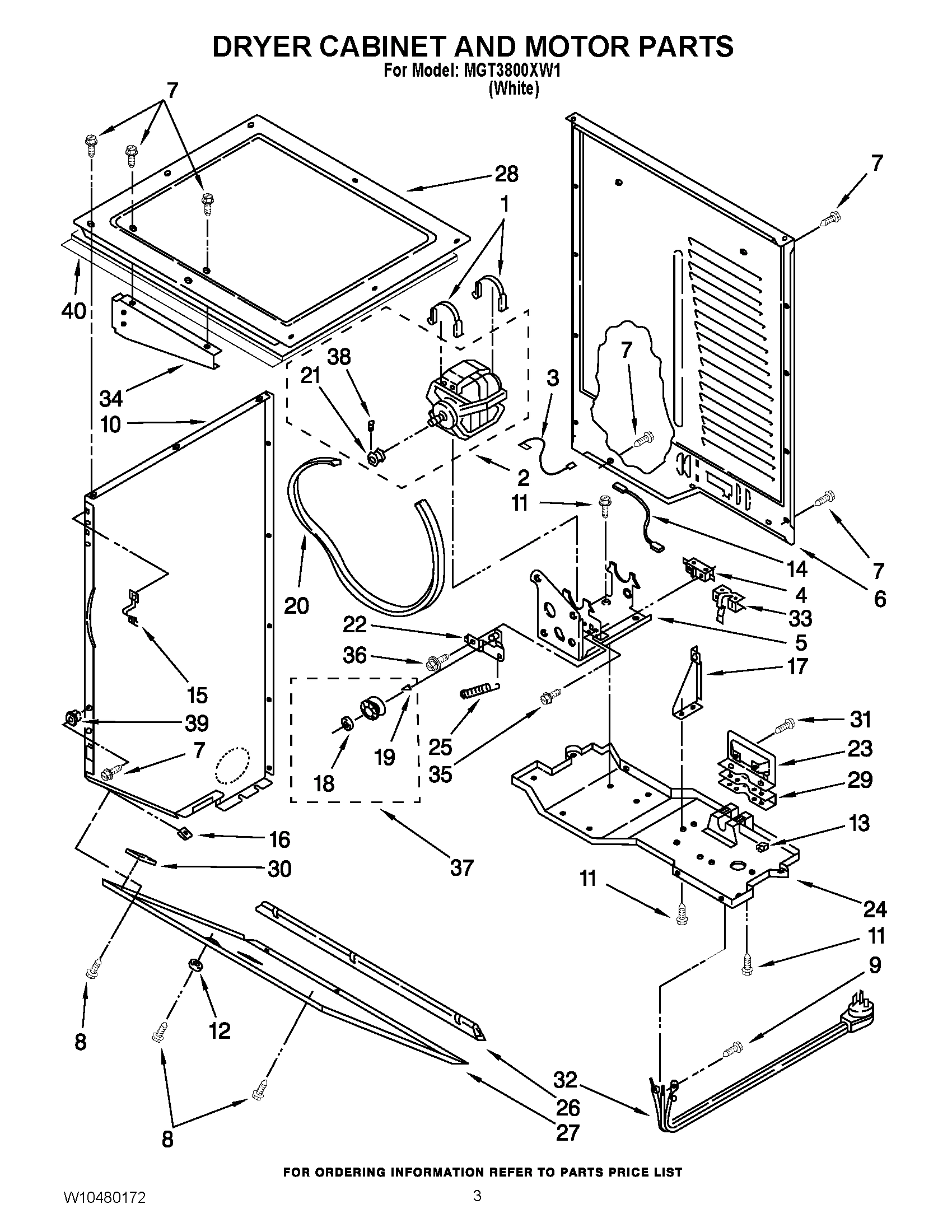 03 - DRYER CABINET AND MOTOR PARTS