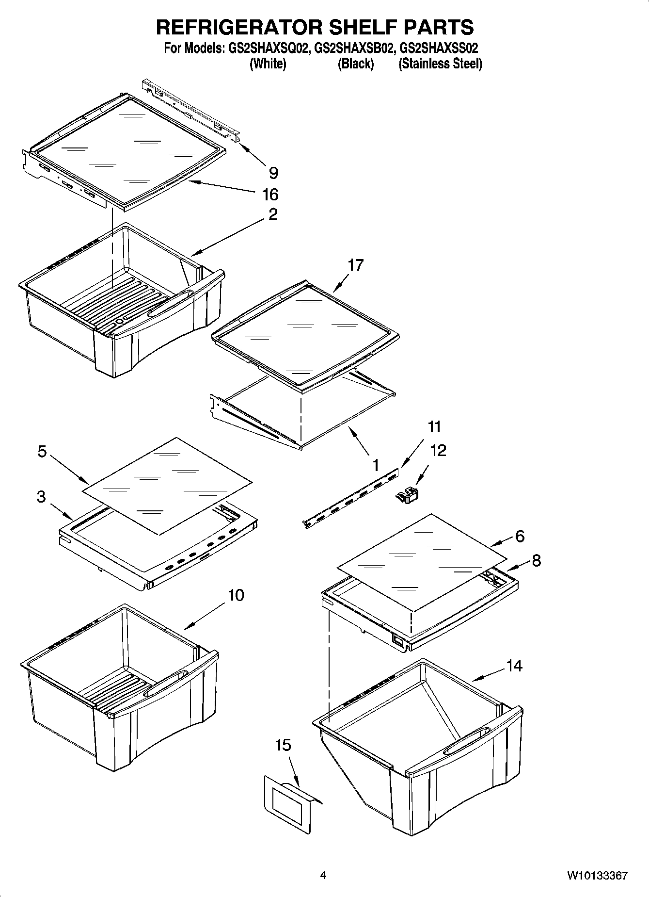 03 - REFRIGERATOR SHELF PARTS