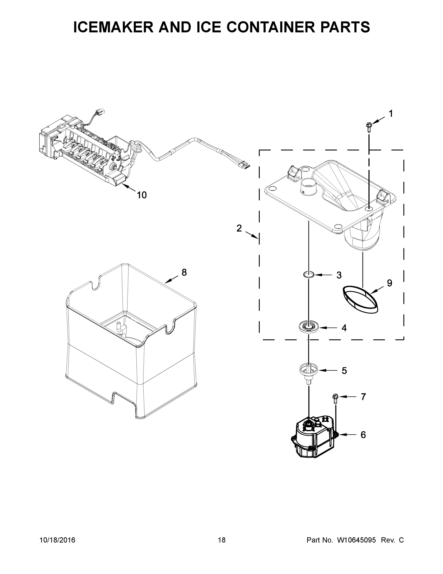 10 - ICEMAKER AND ICE CONTAINER PARTS