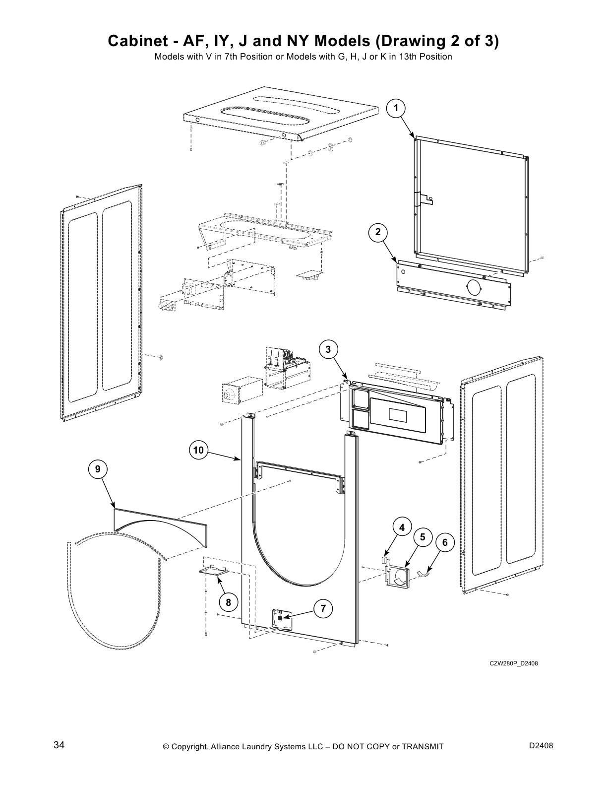 Cabinet - AF, IY, J and NY Models (Drawing 2 of 3)