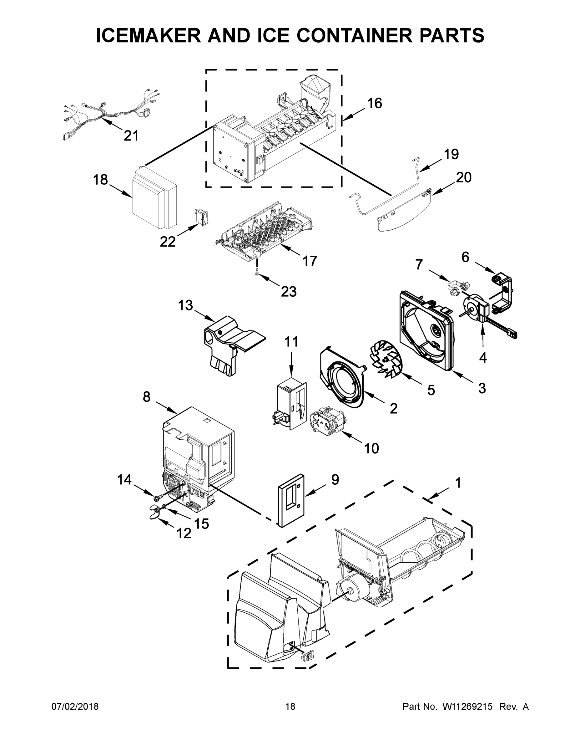 10 - ICEMAKER AND ICE CONTAINER PARTS