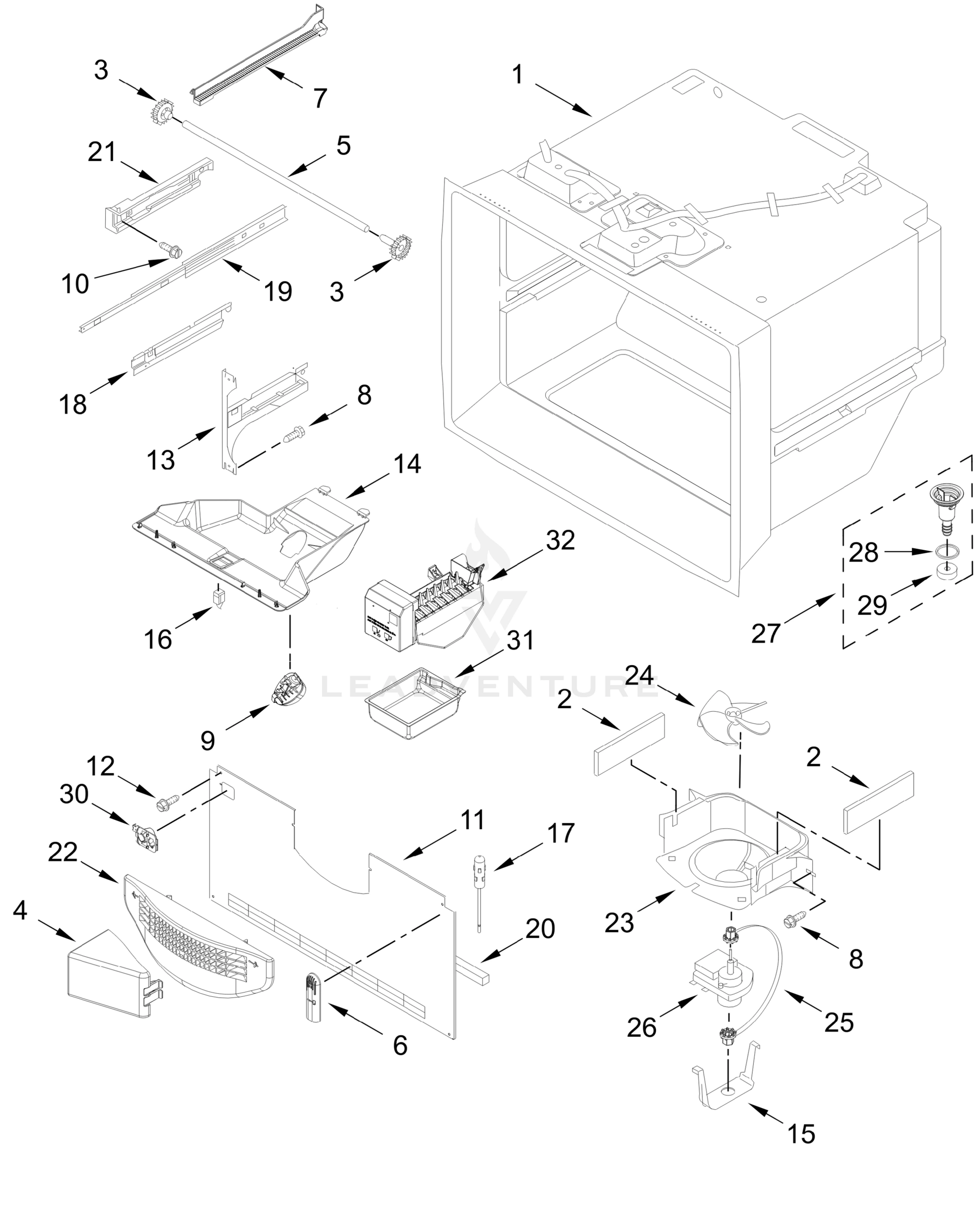FREEZER LINER AND ICEMAKER PARTS