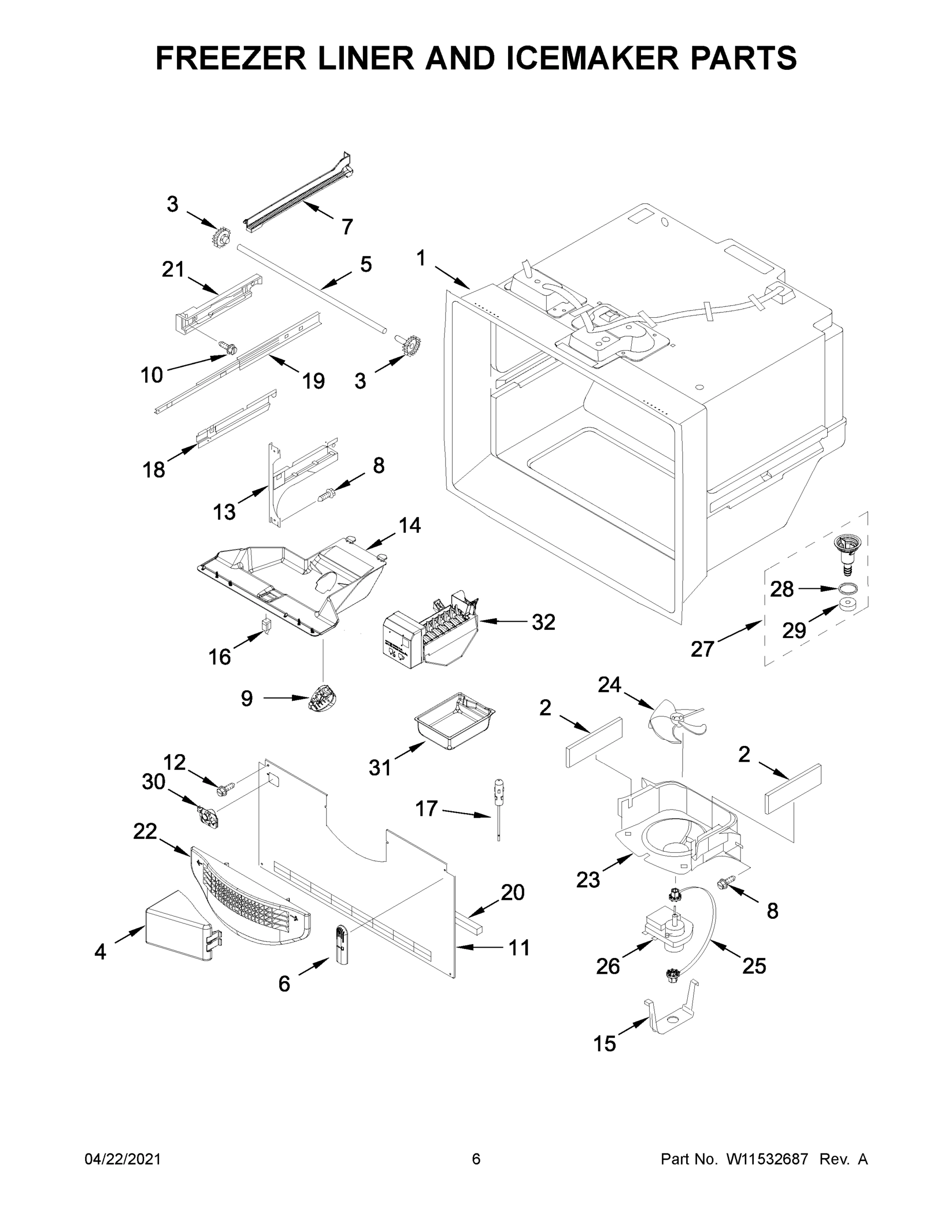 04 - FREEZER LINER AND ICEMAKER PARTS