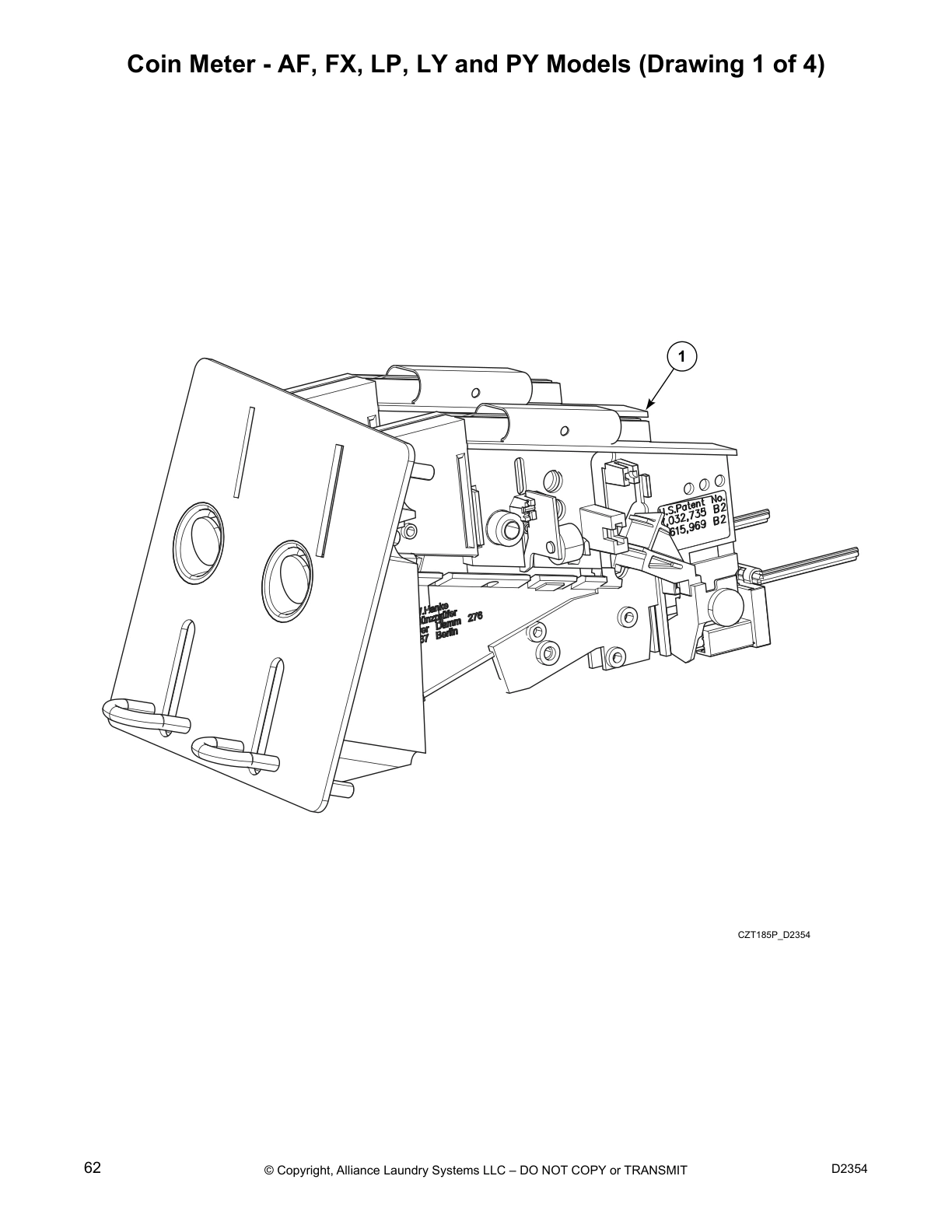 Coin Meter - AF, FX, LP, LY and PY Models (Drawing 1 of 4)