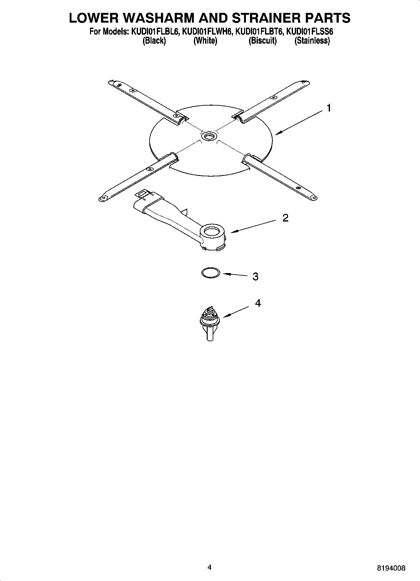 04 - LOWER WASHARM AND STRAINER PARTS