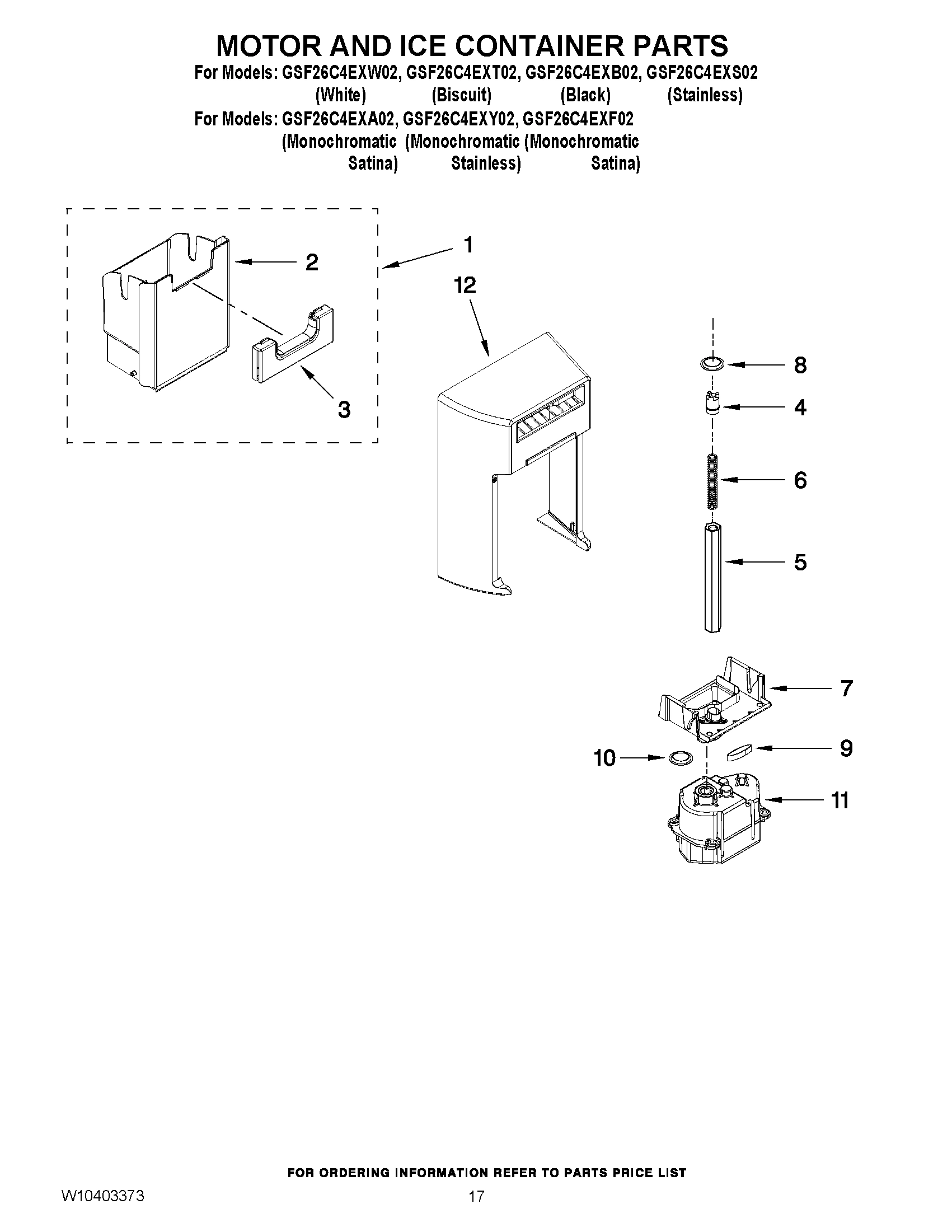 10 - MOTOR AND ICE CONTAINER PARTS