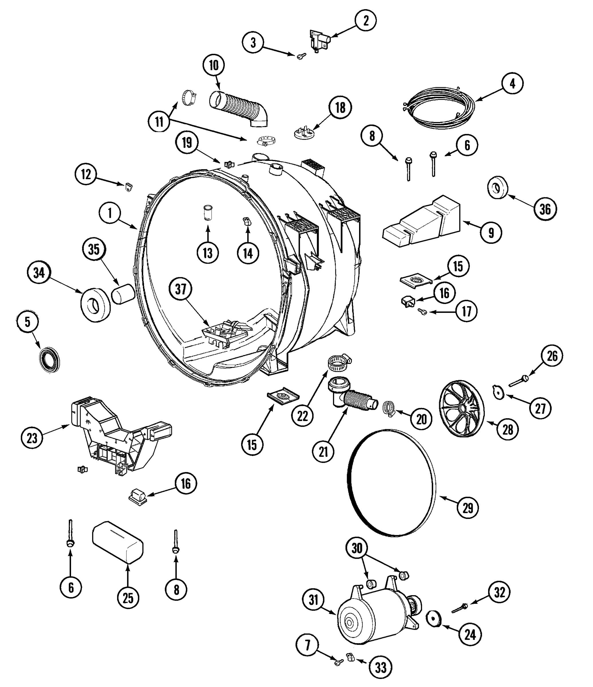 12 - OUTER TUB & MOTOR(WASHER)
