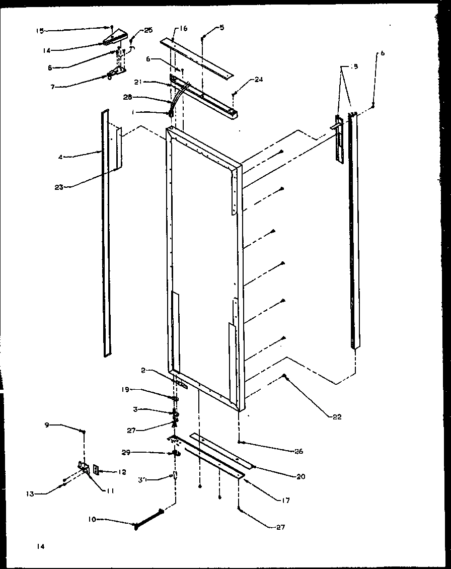 13 - REF DOOR HINGE AND TRIM PARTS