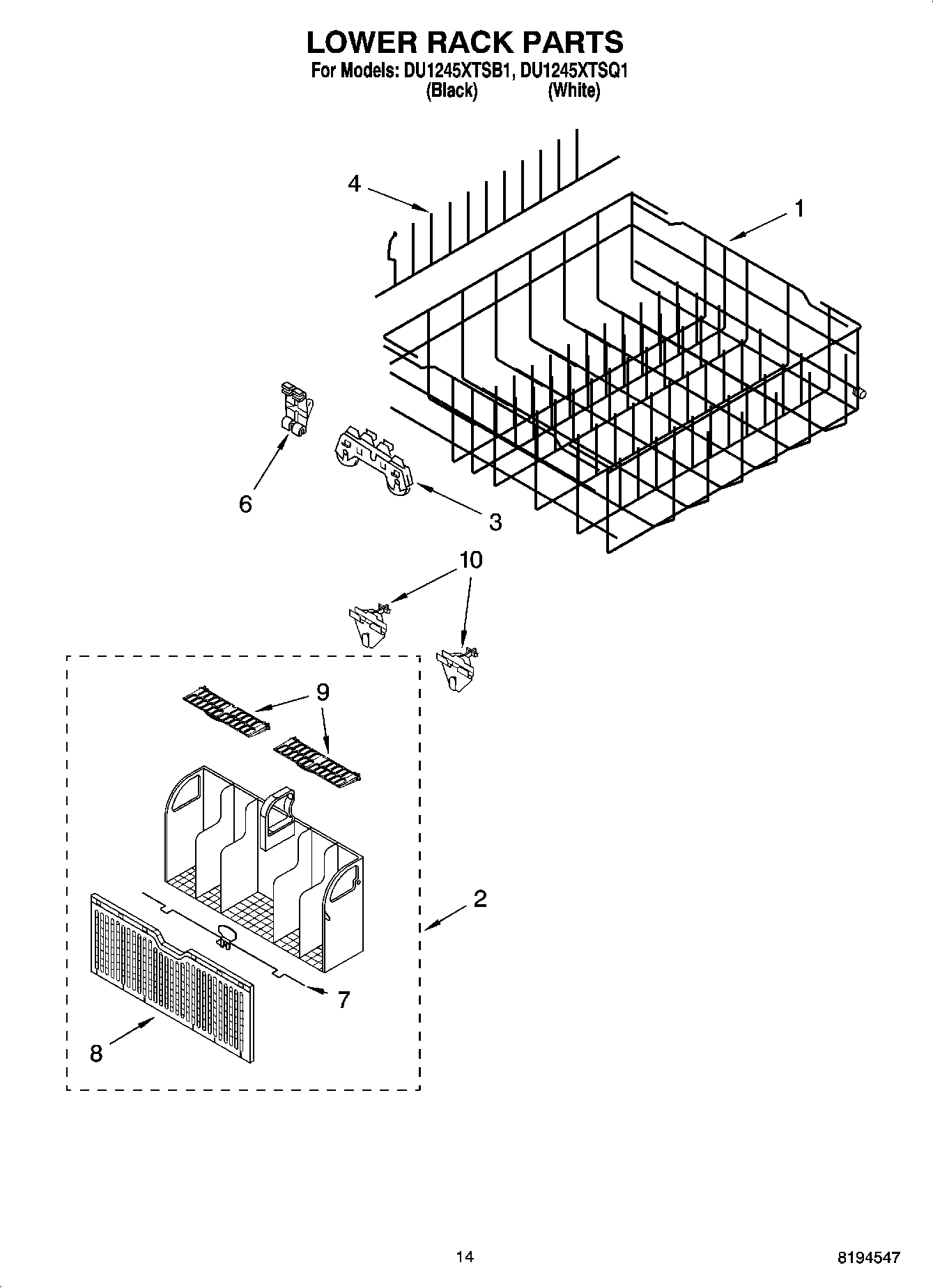 11 - LOWER RACK PARTS, OPTIONAL PARTS (NOT INCLUDED)