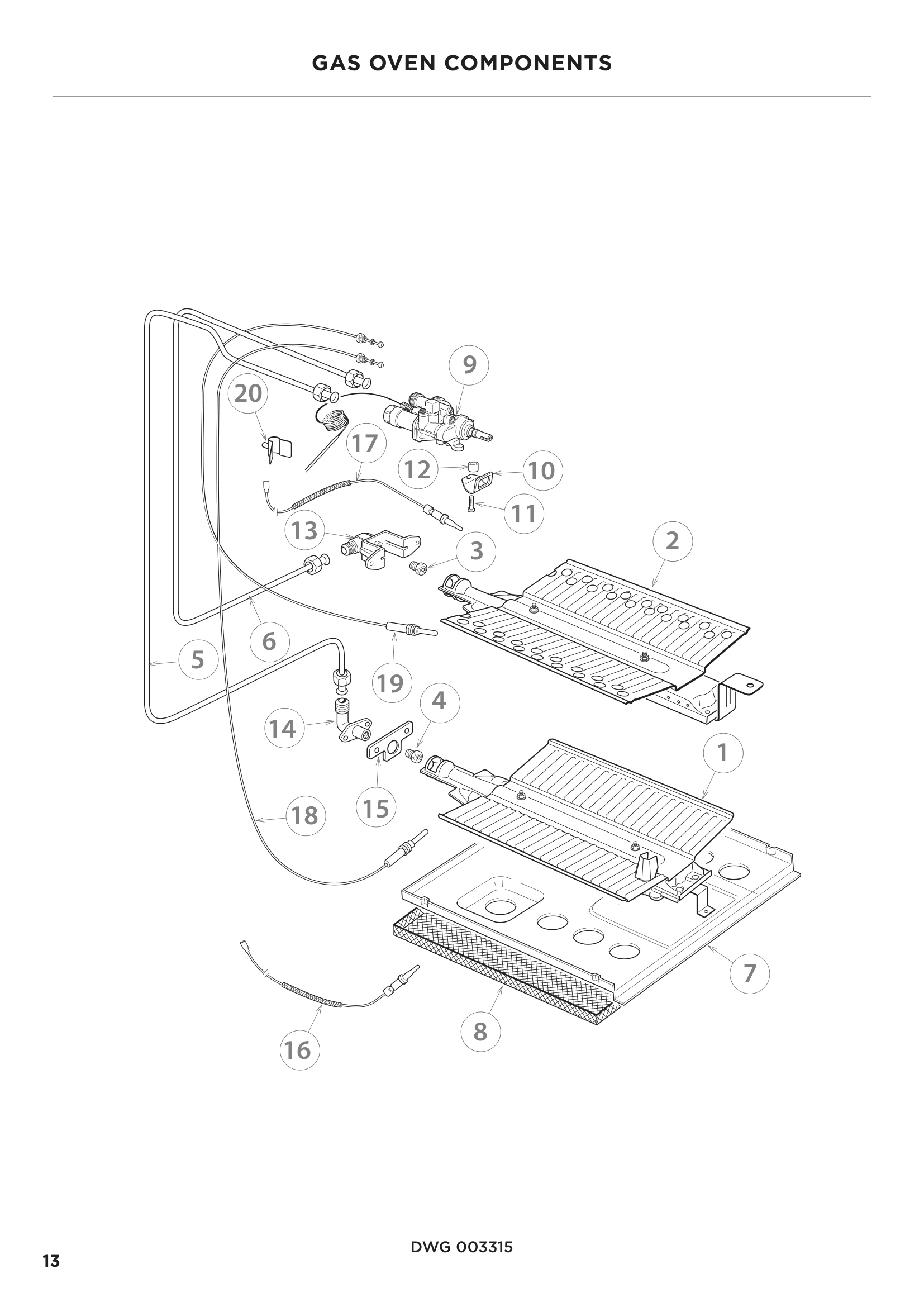 GAS OVEN COMPONENTS
