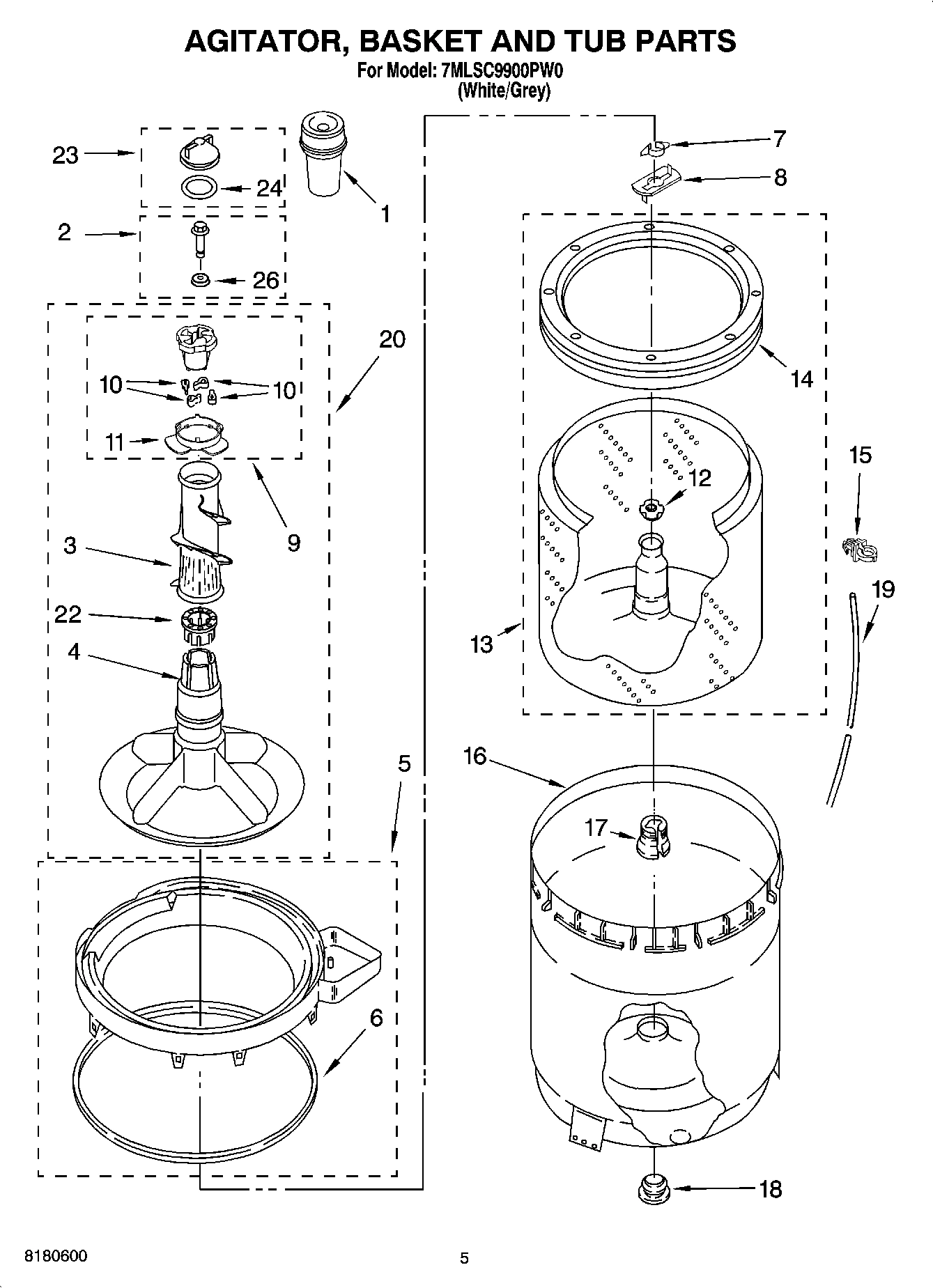03 - AGITATOR, BASKET AND TUB PARTS