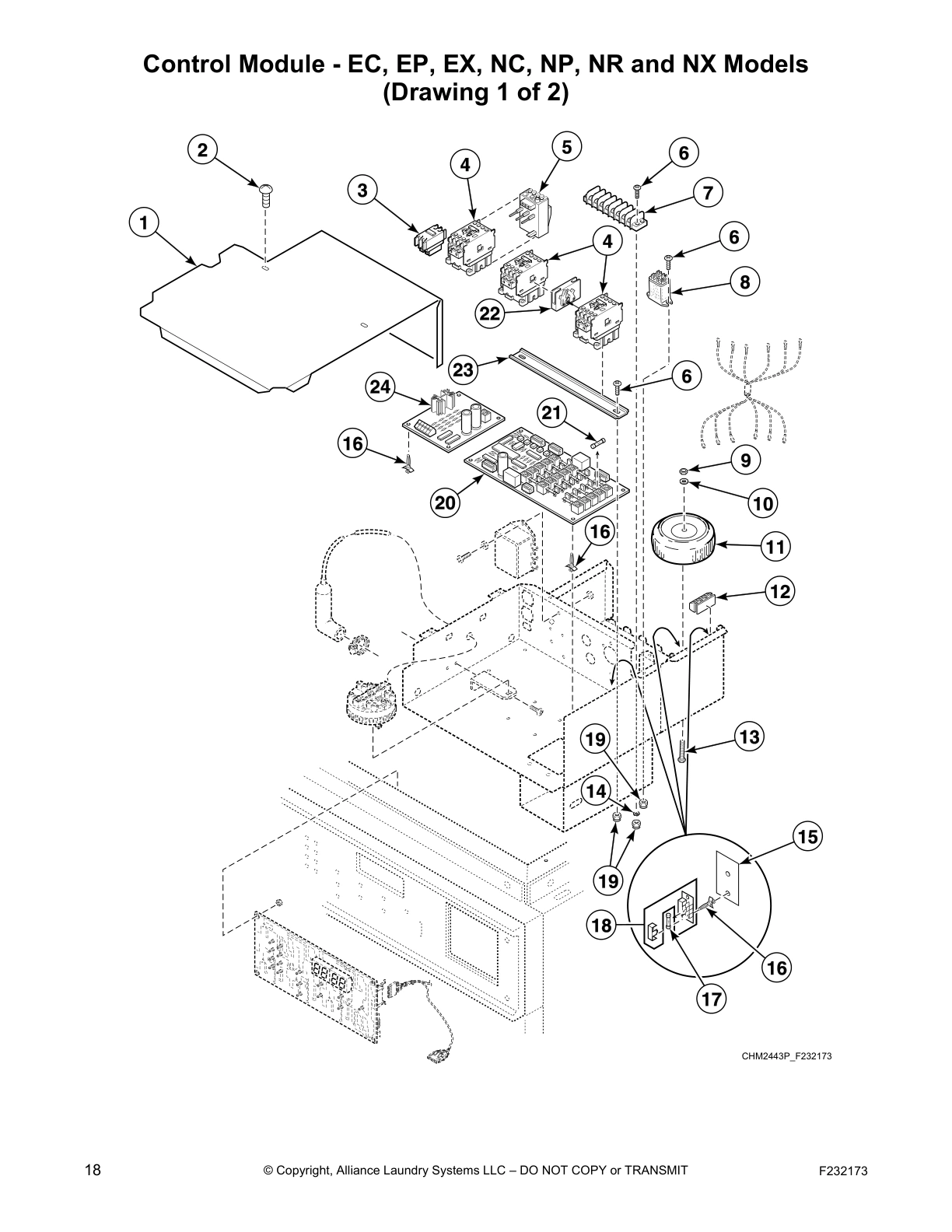 Control Module - EC, EP, EX, NC, NP, NR and NX Models
(Drawing 1 of 2)