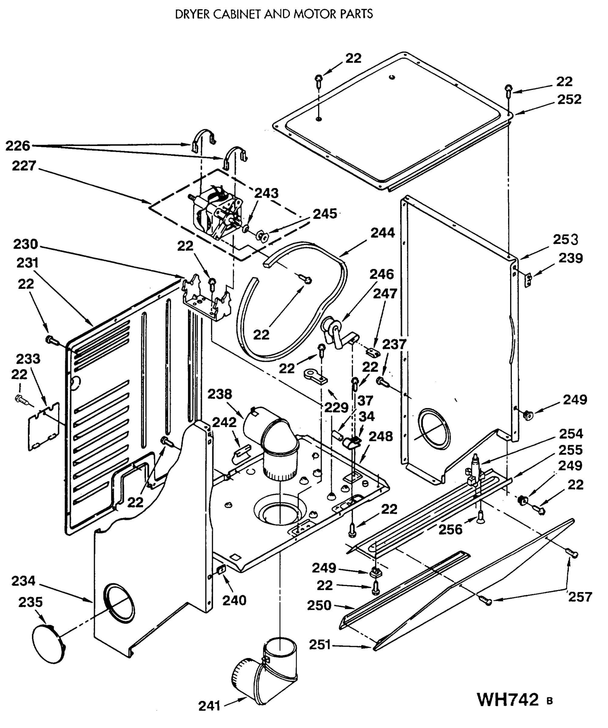 DRYER CABINET AND MOTOR PARTS