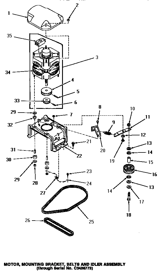 13 - MOTOR, MTG BRACKET, BELTS & IDLER ASSY