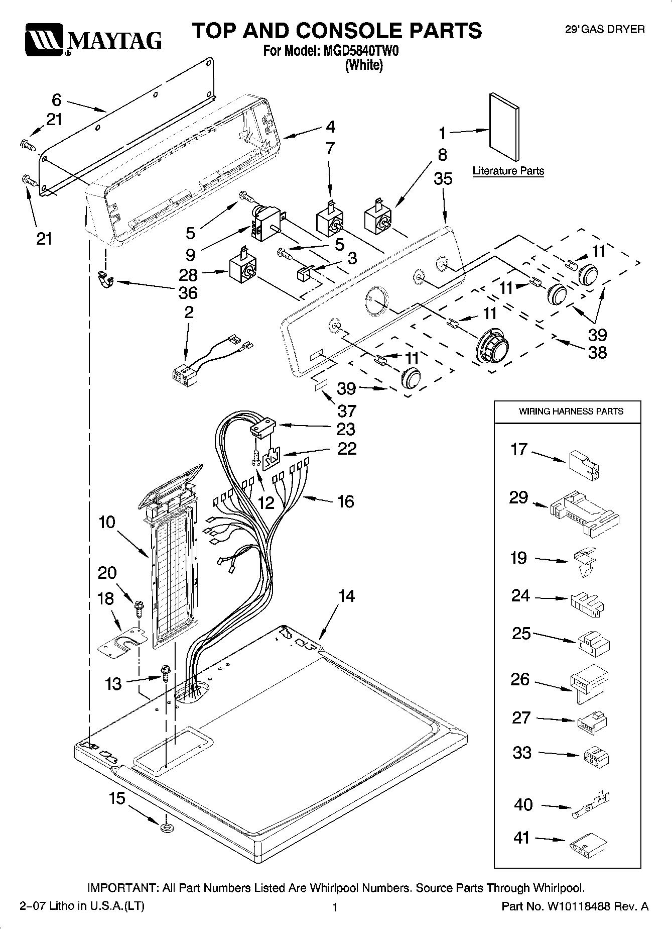 01 - TOP AND CONSOLE PARTS