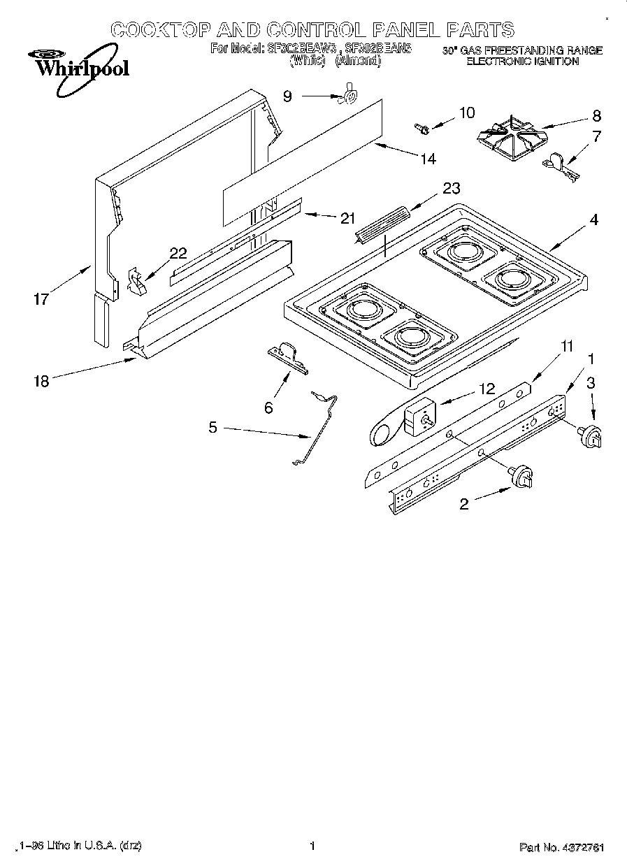 01 - COOKTOP AND CONTROL PANEL, LITERATURE