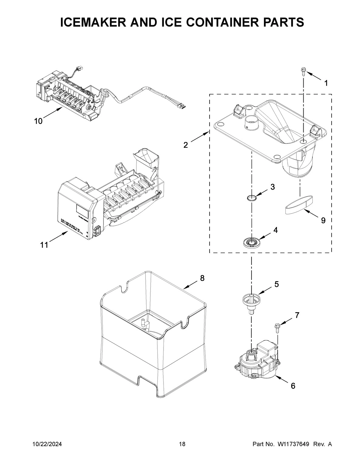 10 - ICEMAKER AND ICE CONTAINER PARTS