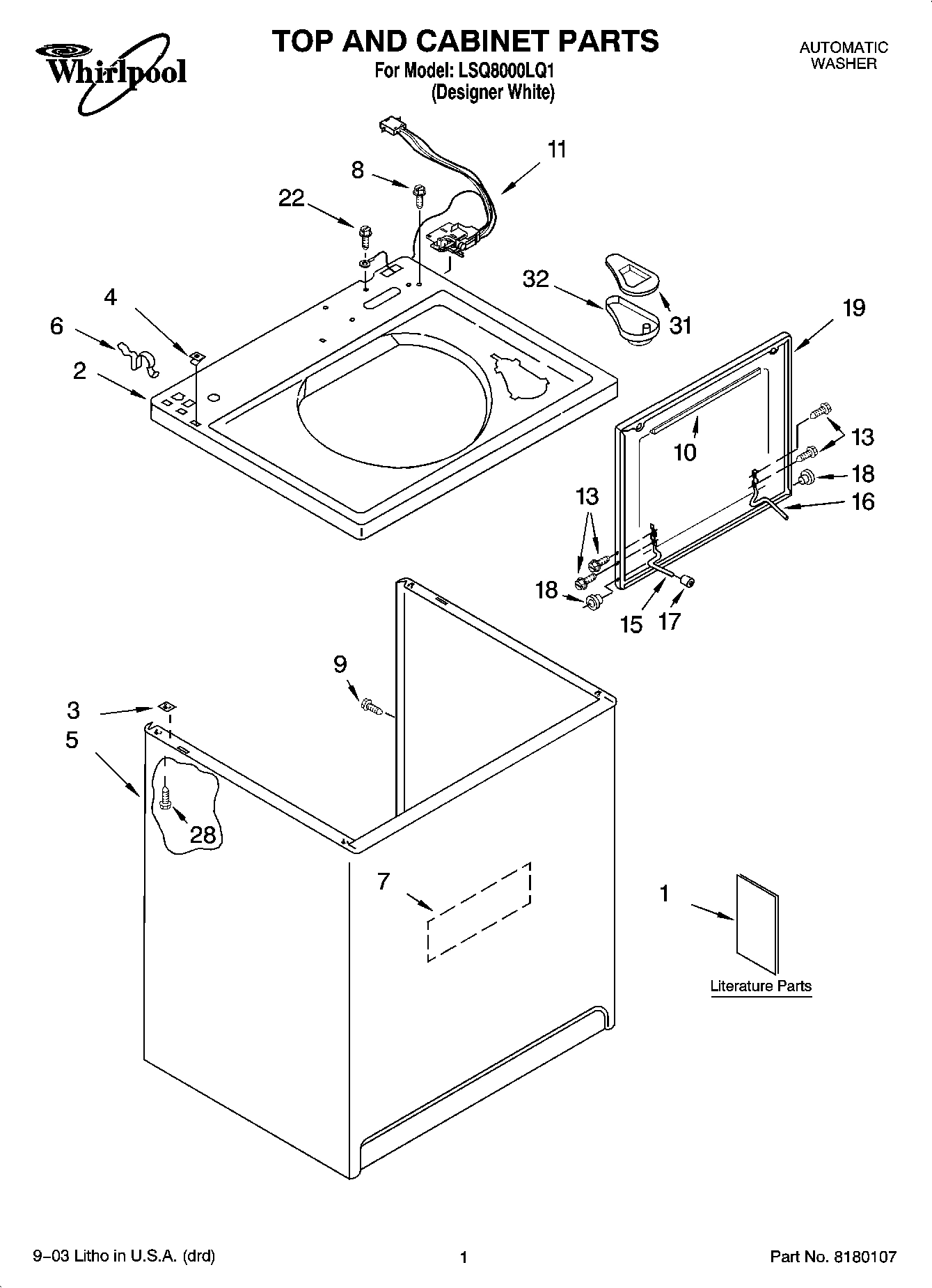 01 - TOP AND CABINET PARTS