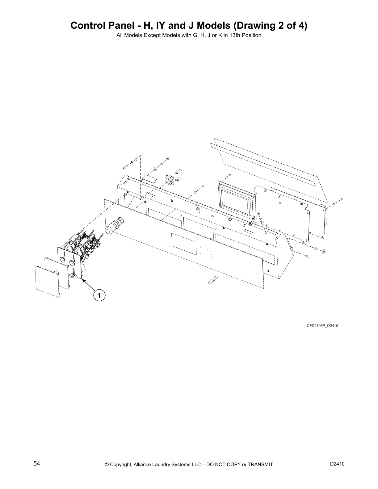 Control Panel - H, IY and J Models (Drawing 2 of 4)