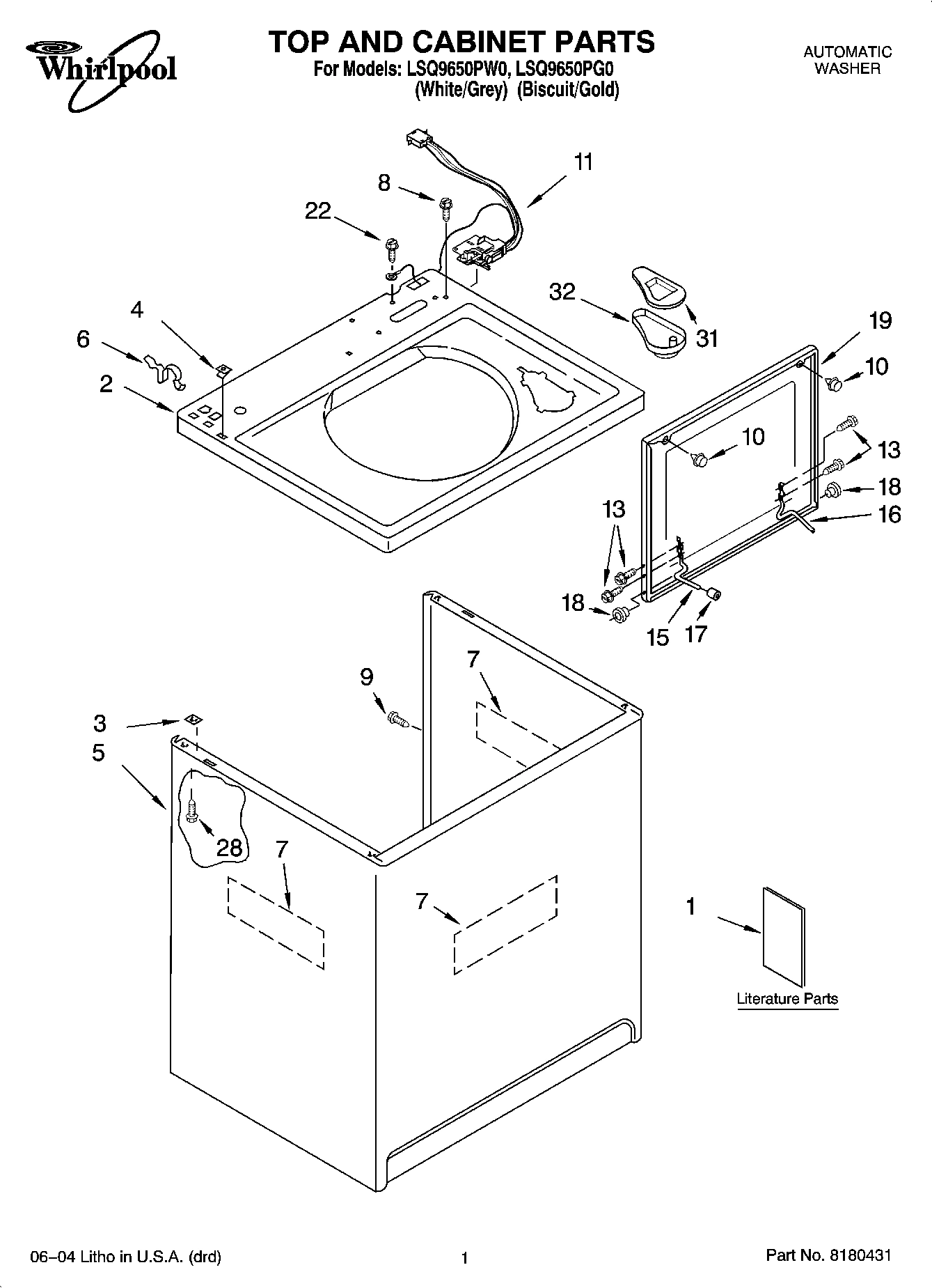 01 - TOP AND CABINET PARTS
