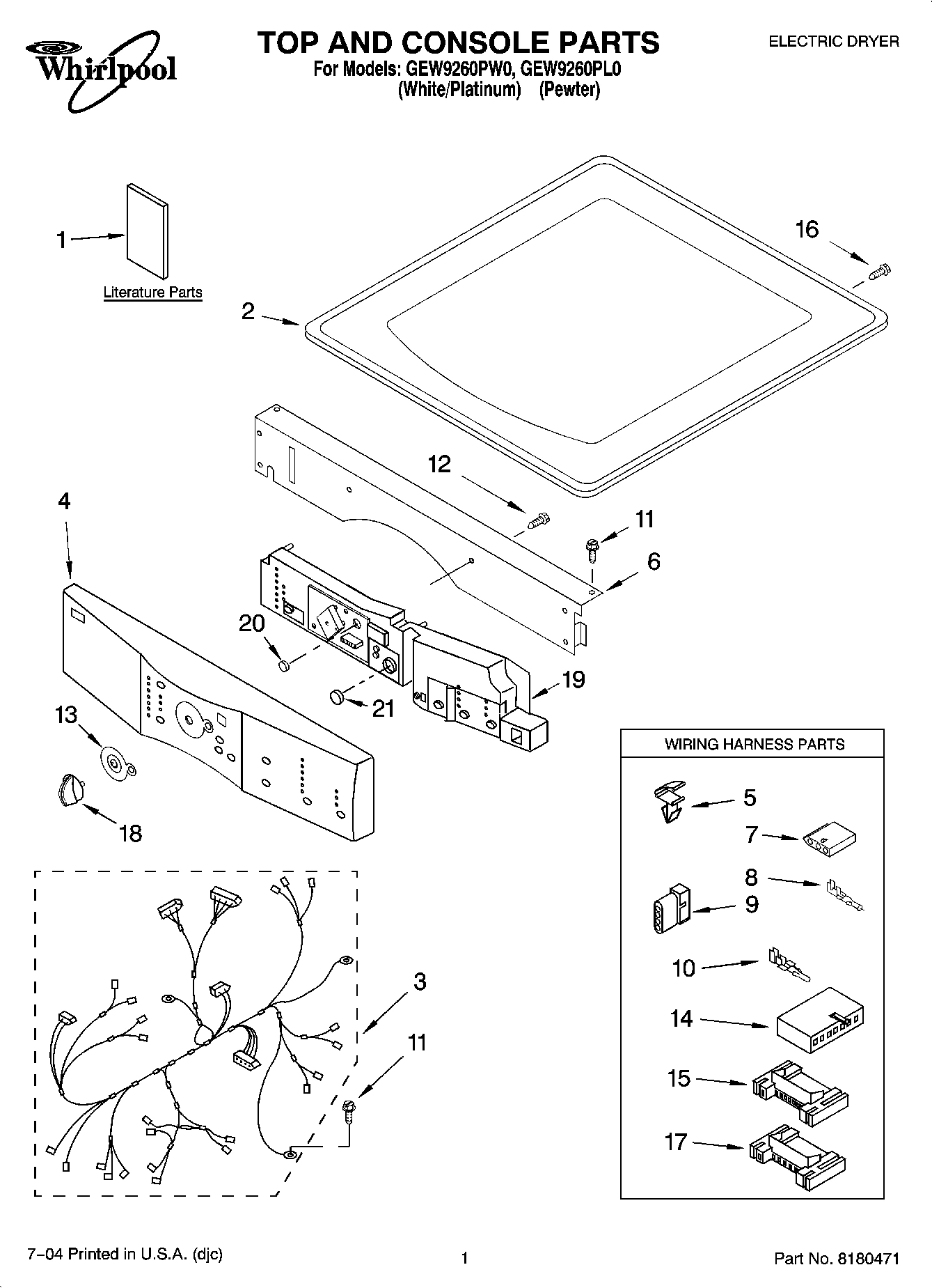 01 - TOP AND CONSOLE PARTS