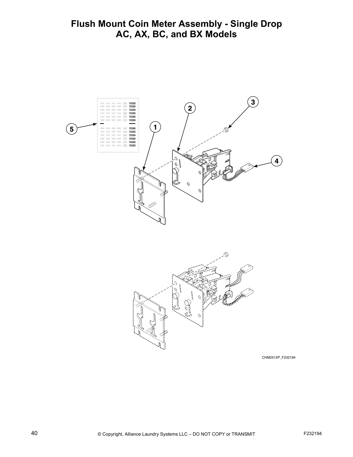Flush Mount Coin Meter Assembly - Single Drop
AC, AX, BC, and BX Models