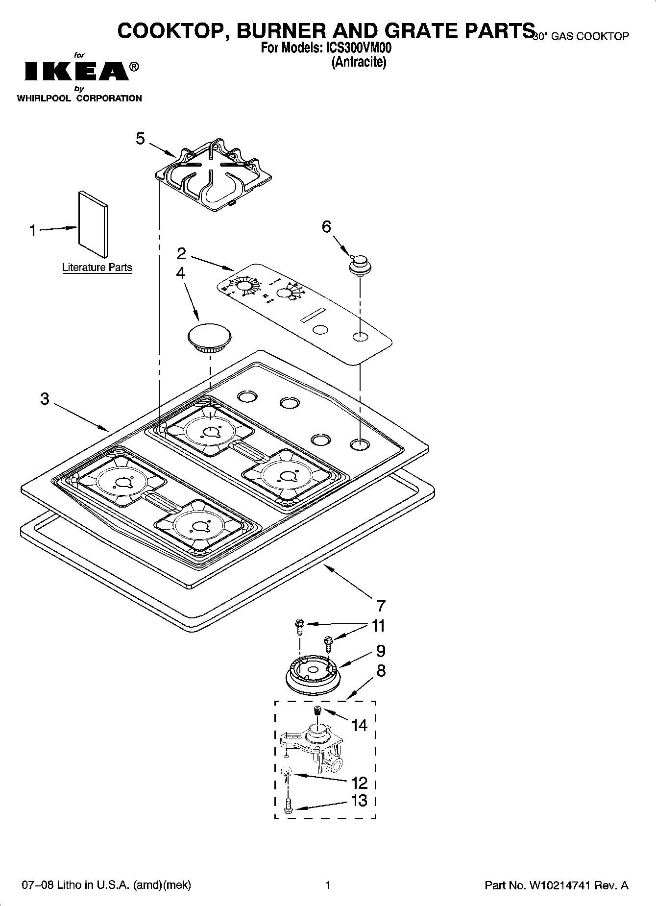 01 - COOKTOP, BURNER AND GRATE PARTS