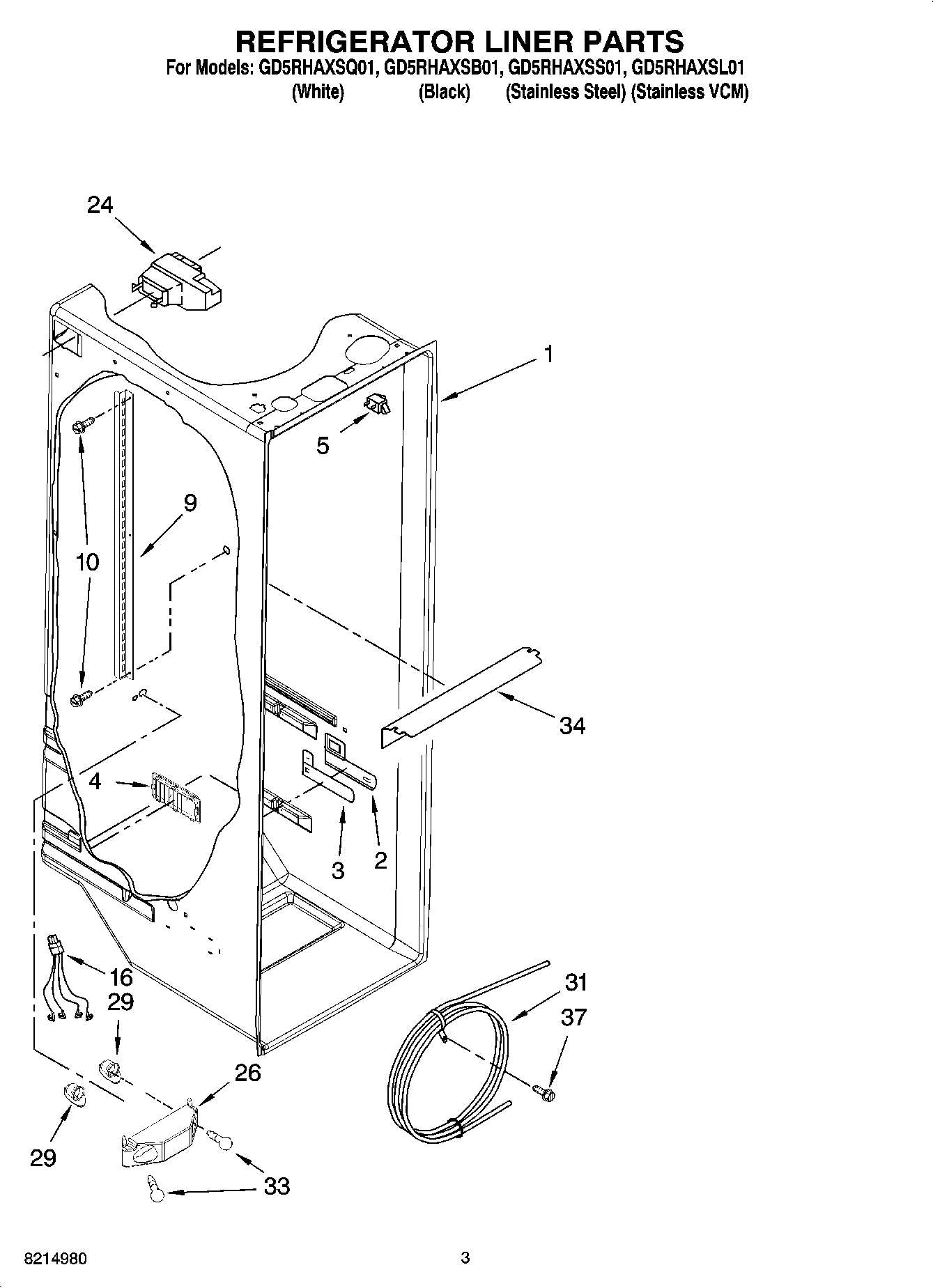 02 - REFRIGERATOR LINER PARTS