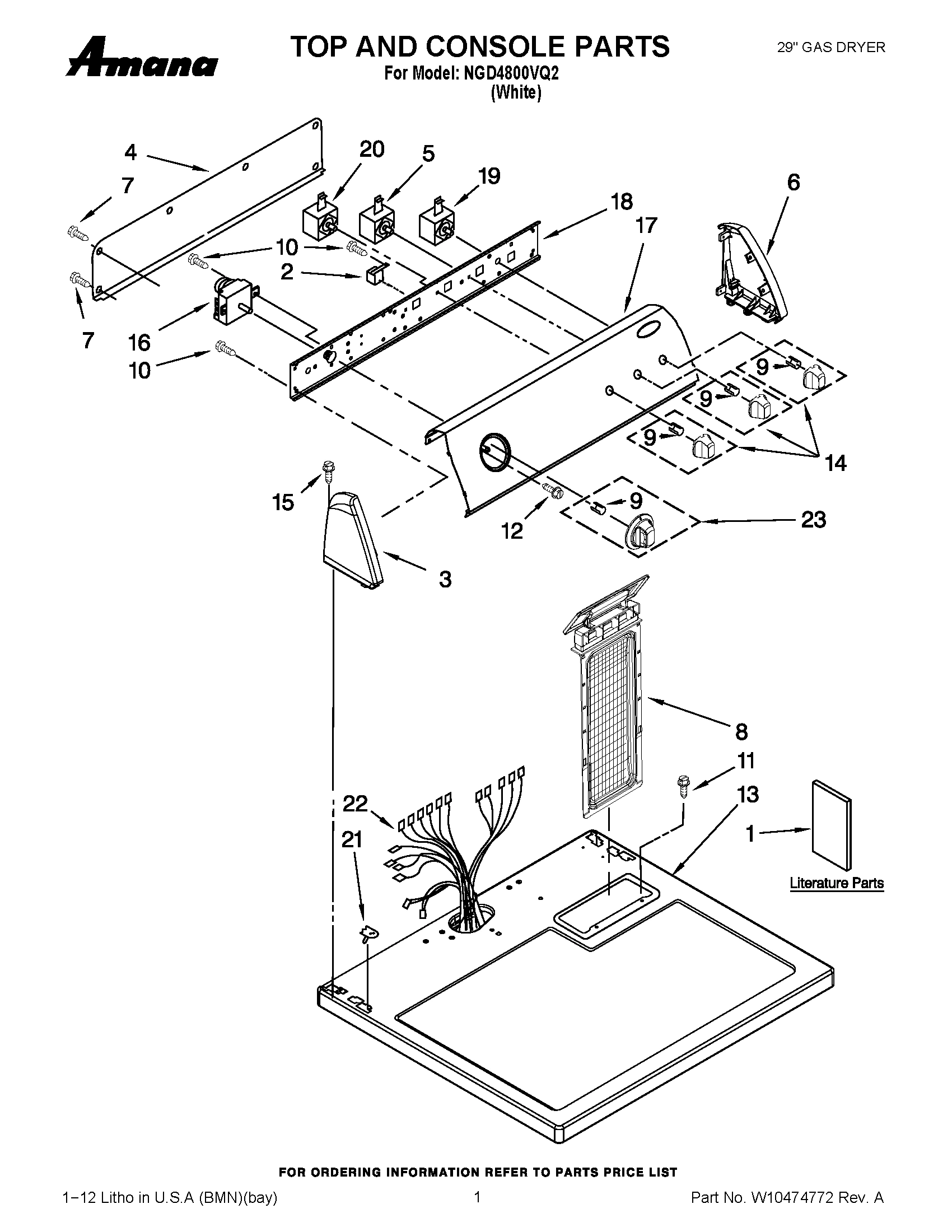 01 - TOP AND CONSOLE PARTS
