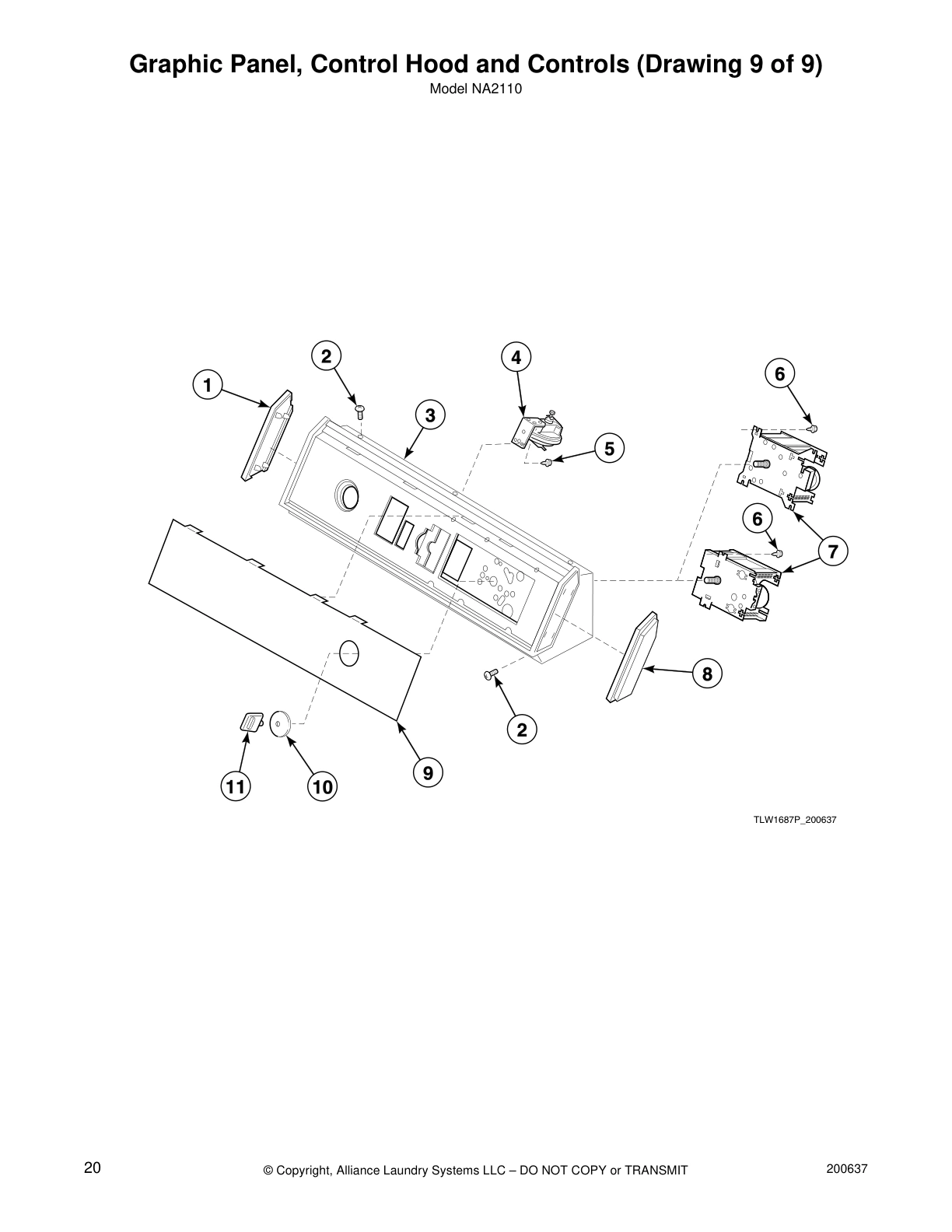 Graphic Panel, Control Hood and Controls (Drawing 9 of 9)