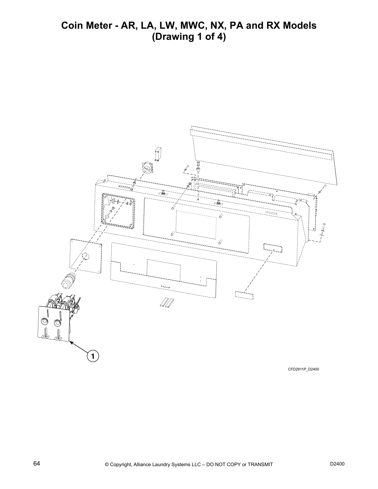 Coin Meter - AR, LA, LW, MWC, NX, PA and RX Models
(Drawing 1 of 4)